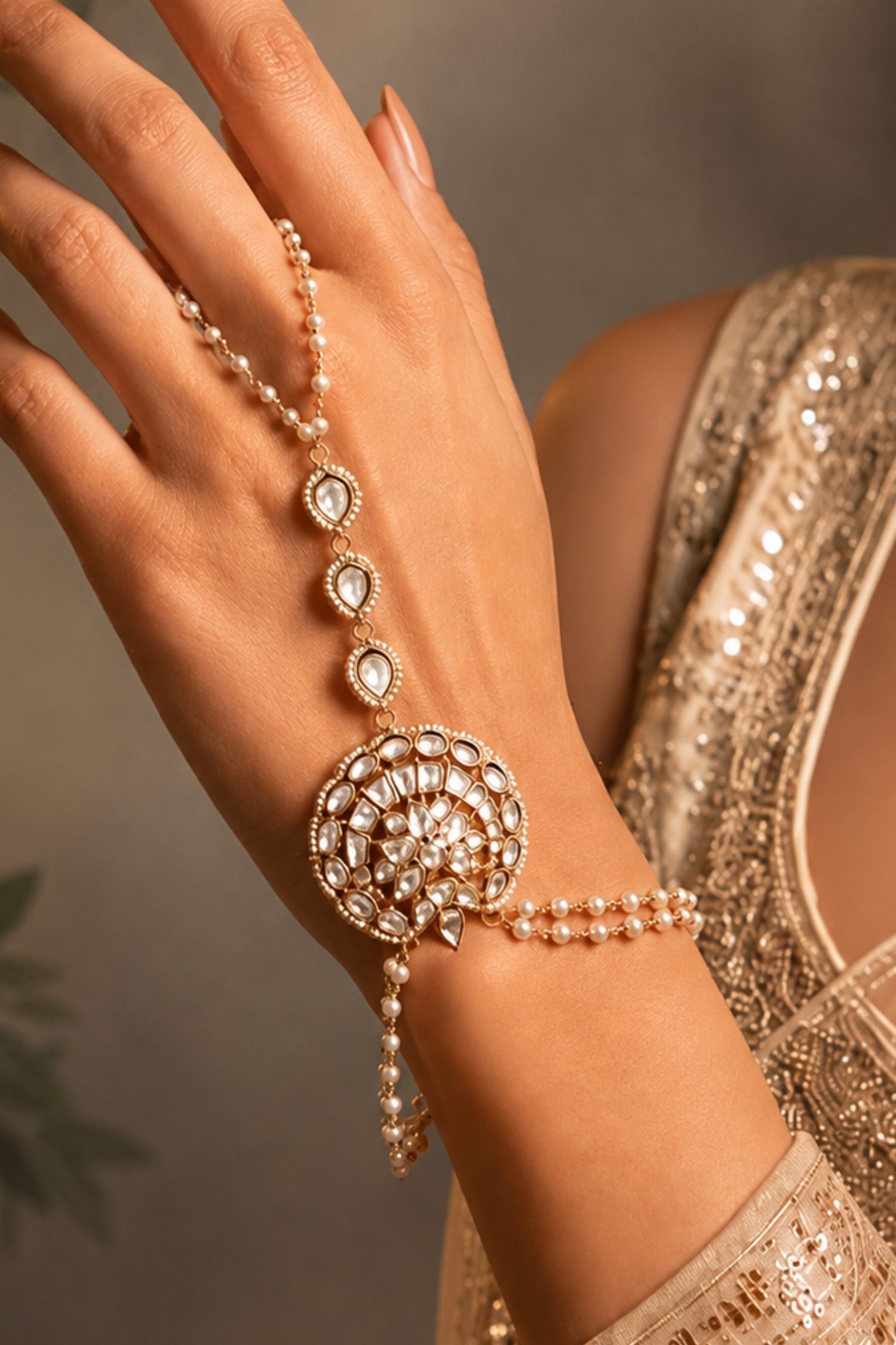 Gold Plated Polki Haath Phool