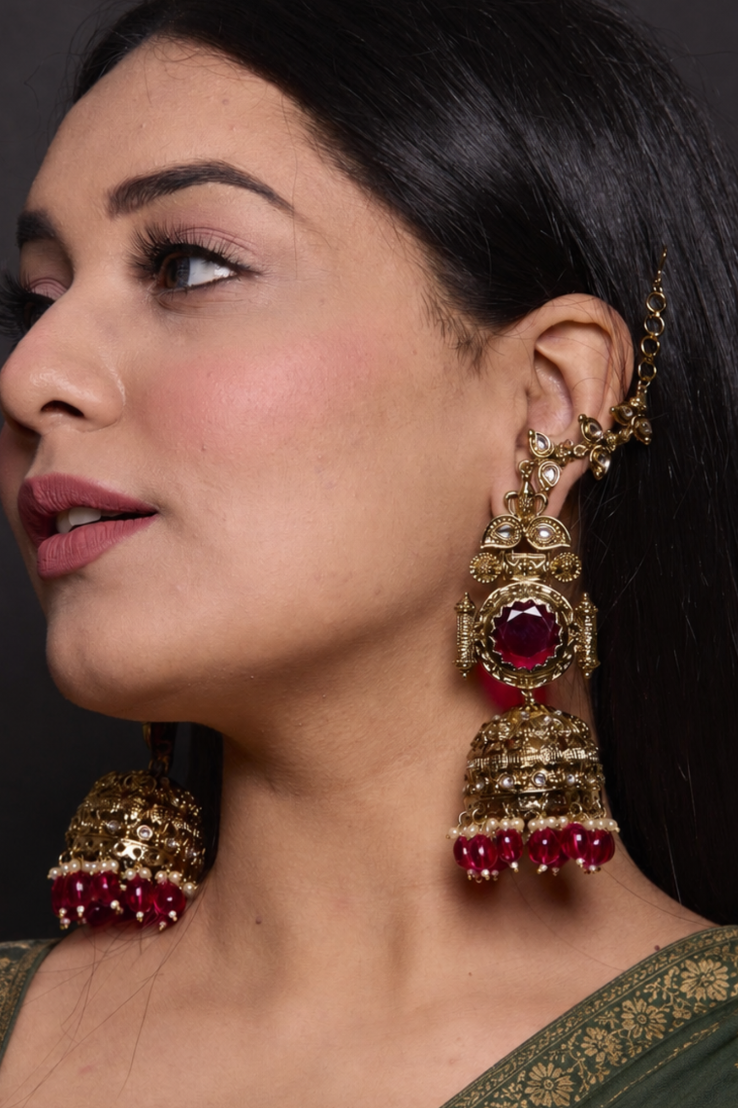 Fitoor Ear Chain Jhumkas