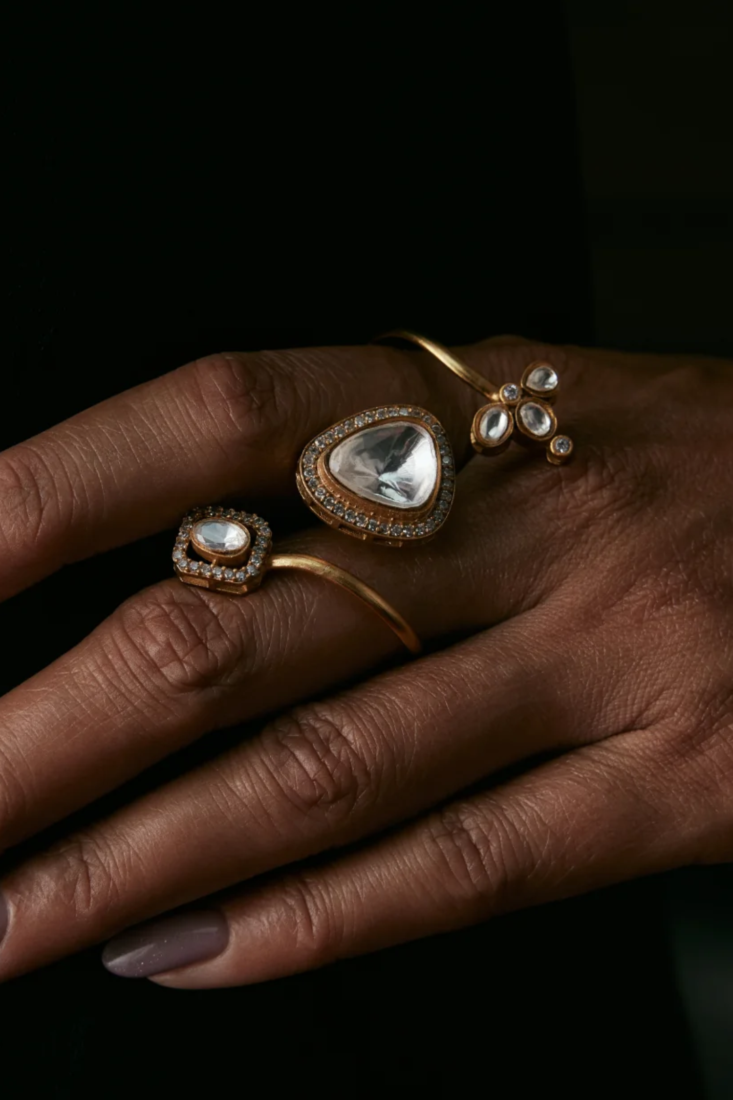 Adjustable Polki Ring