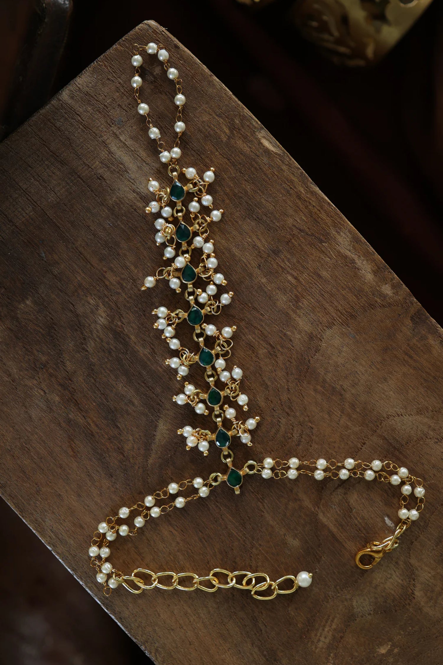 Pachi Kundan Haath Phool