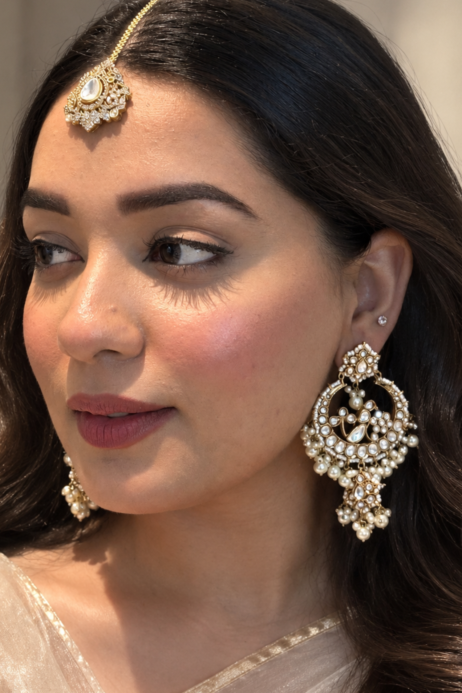 Mehreen Polki Earrings with Maangtika