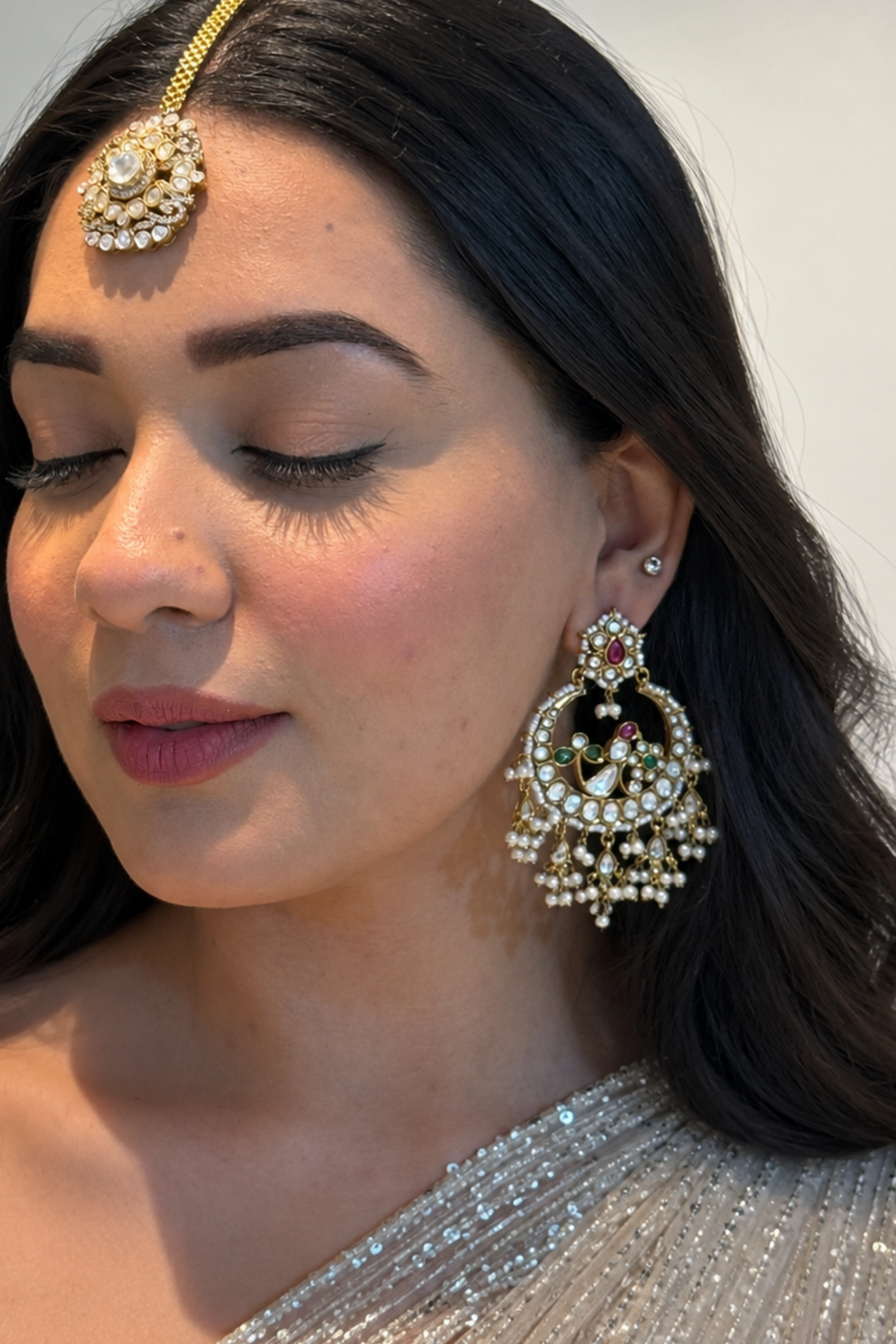 Timish Polki Earrings With Maangtika