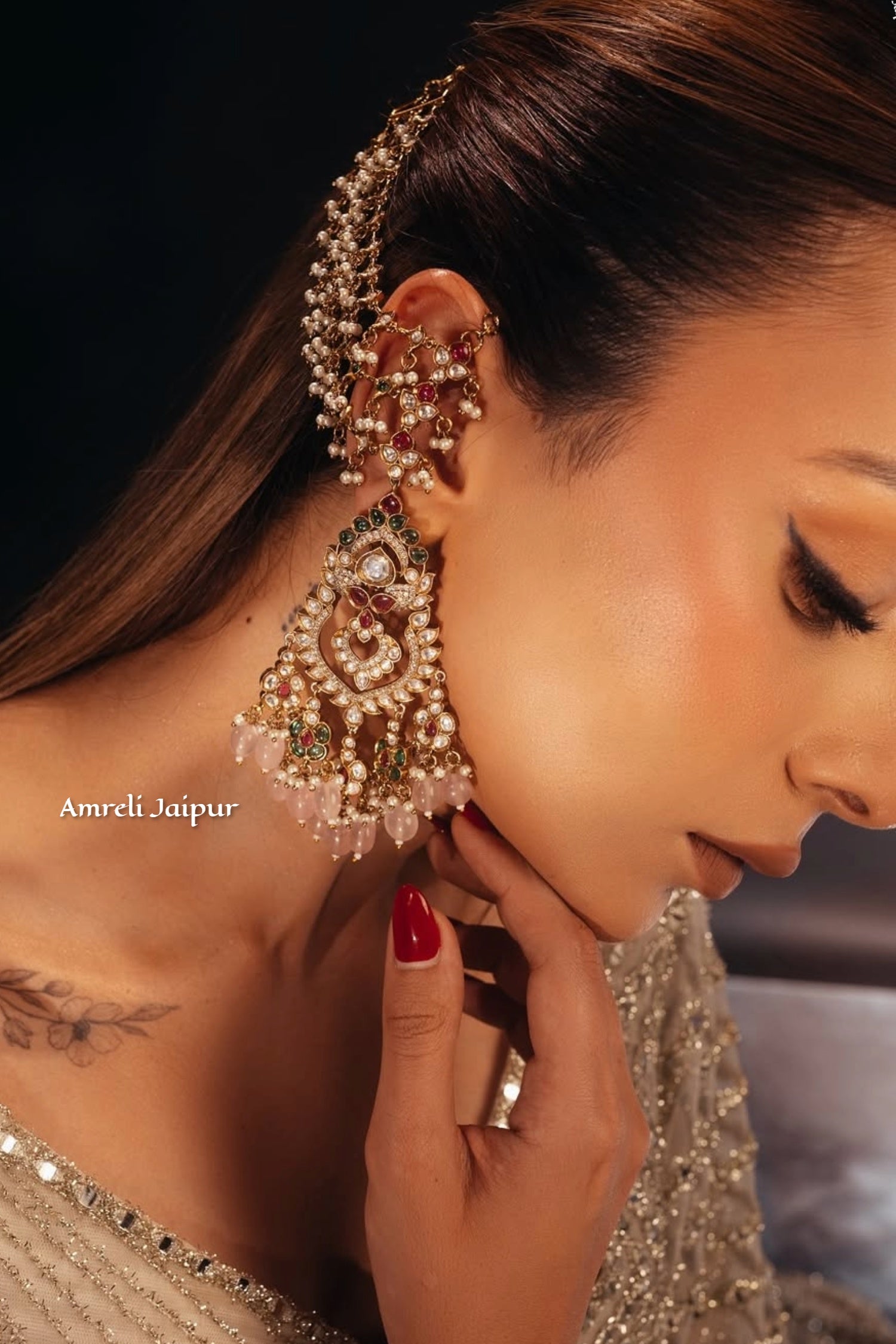 Nitibha Polki Earrings with Earchains