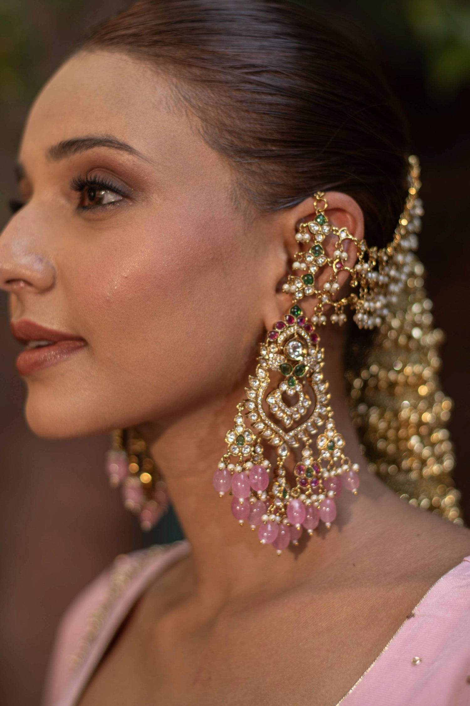 Nitibha Polki Earrings with Earchains