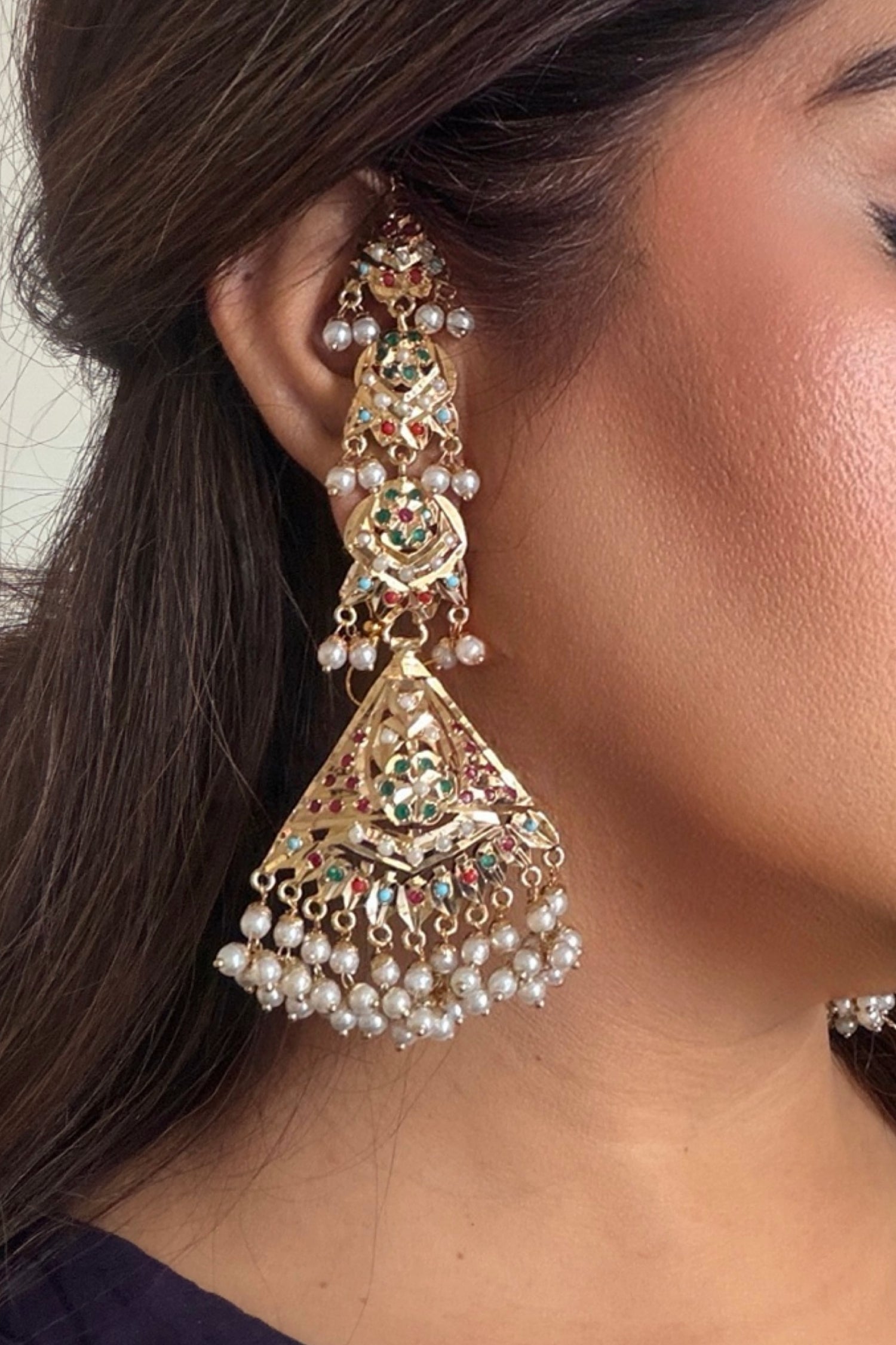 Kusha Gold Plated Jadau Earrings