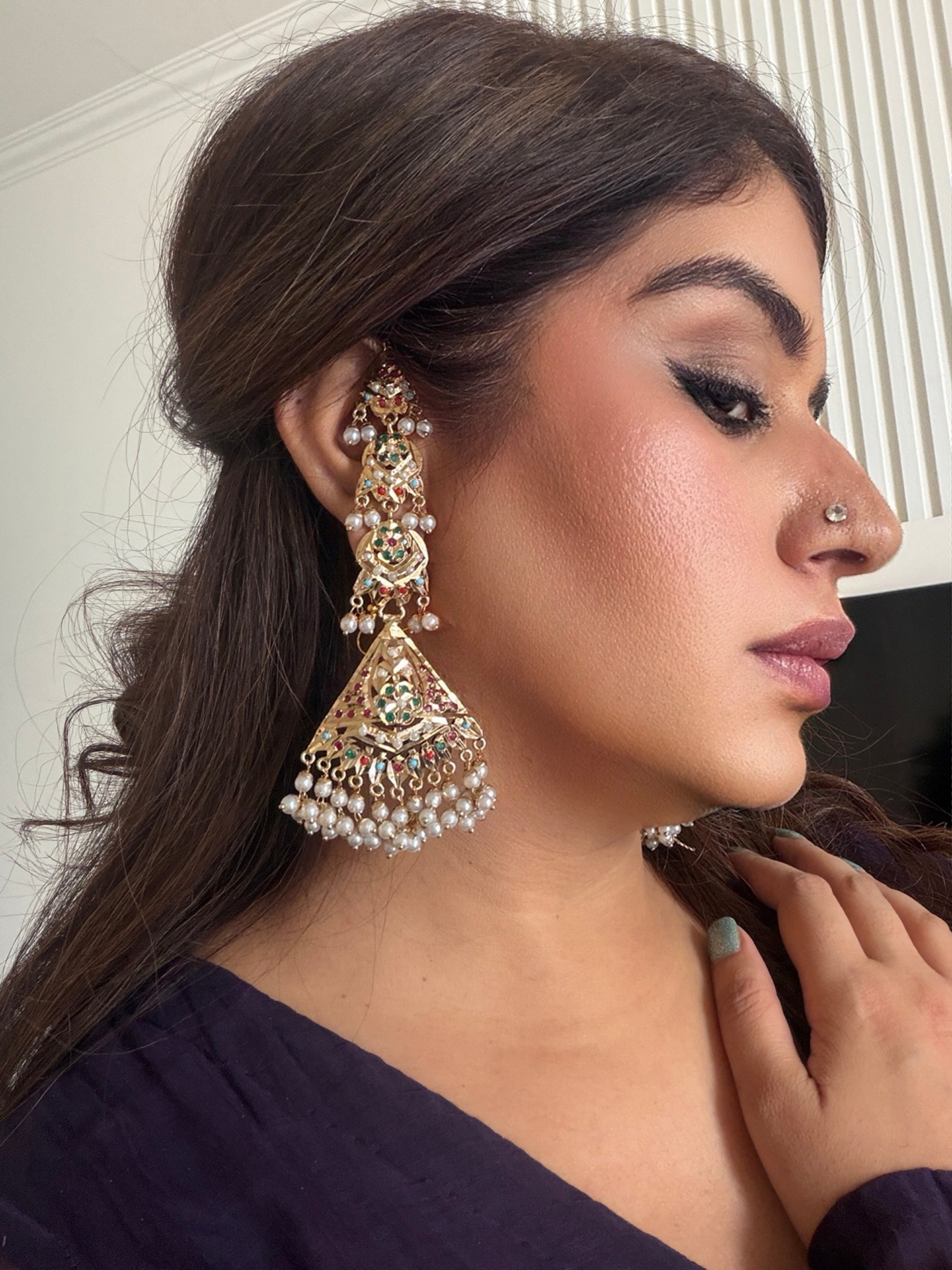 Kusha Gold Plated Jadau Earrings