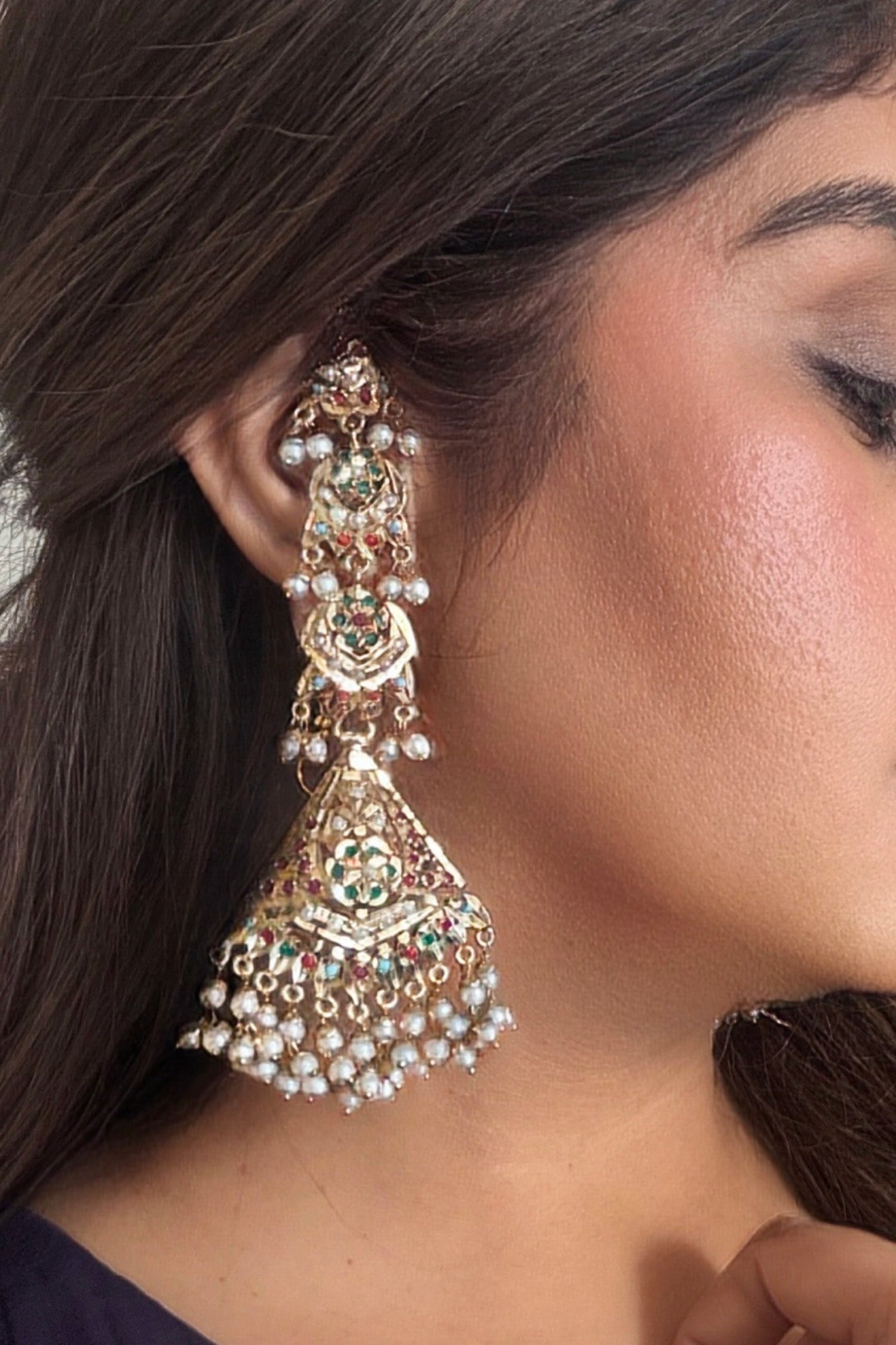 Kusha Gold Plated Jadau Earrings