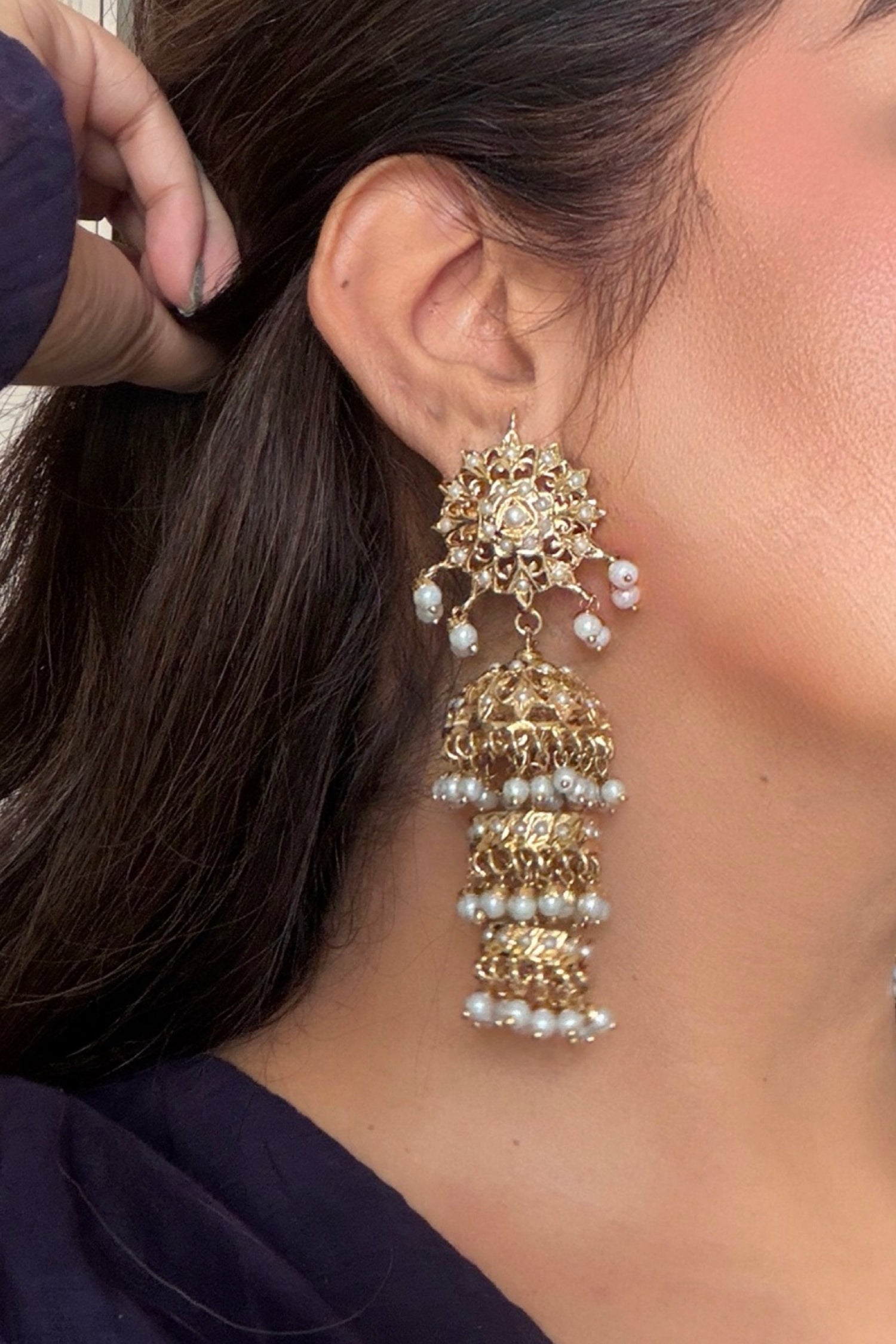 Kusha Gold Plated Jadau Earrings