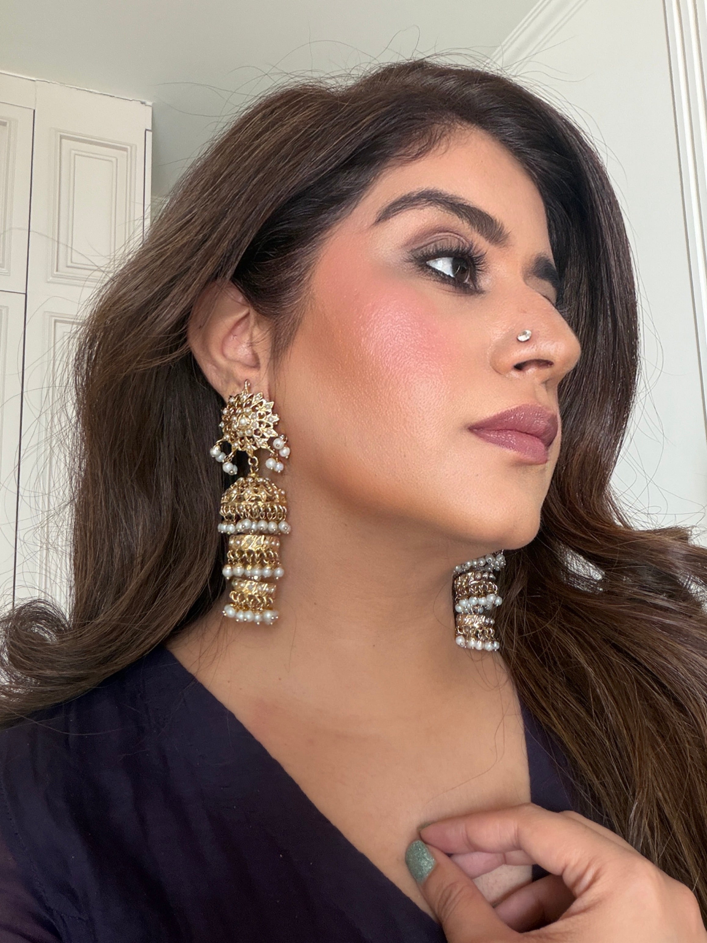 Kusha Gold Plated Jadau Earrings