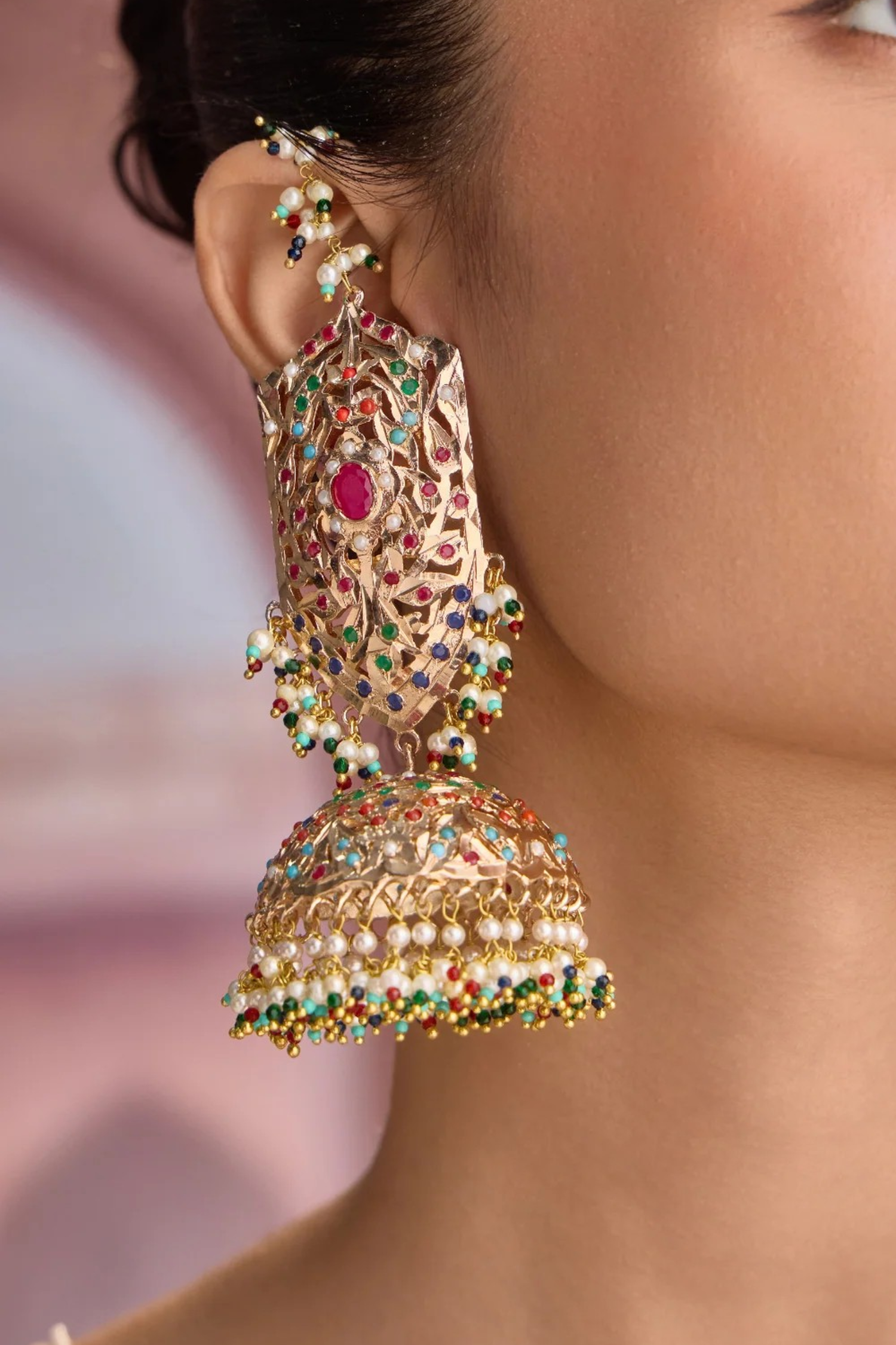 Anushka Gold Plated Jadau Earrings