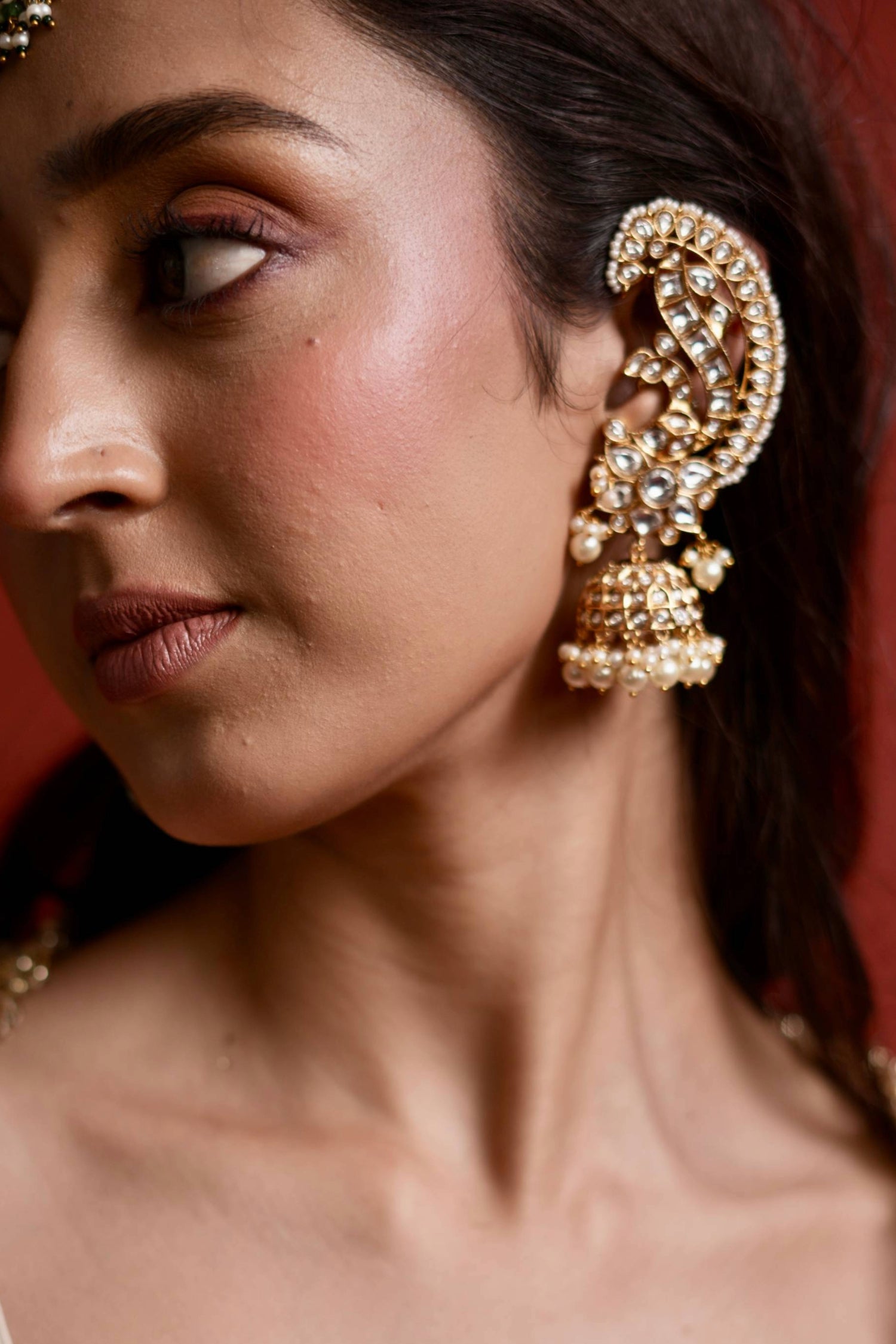 Mayura Polki Ear Cuff Jhumkis