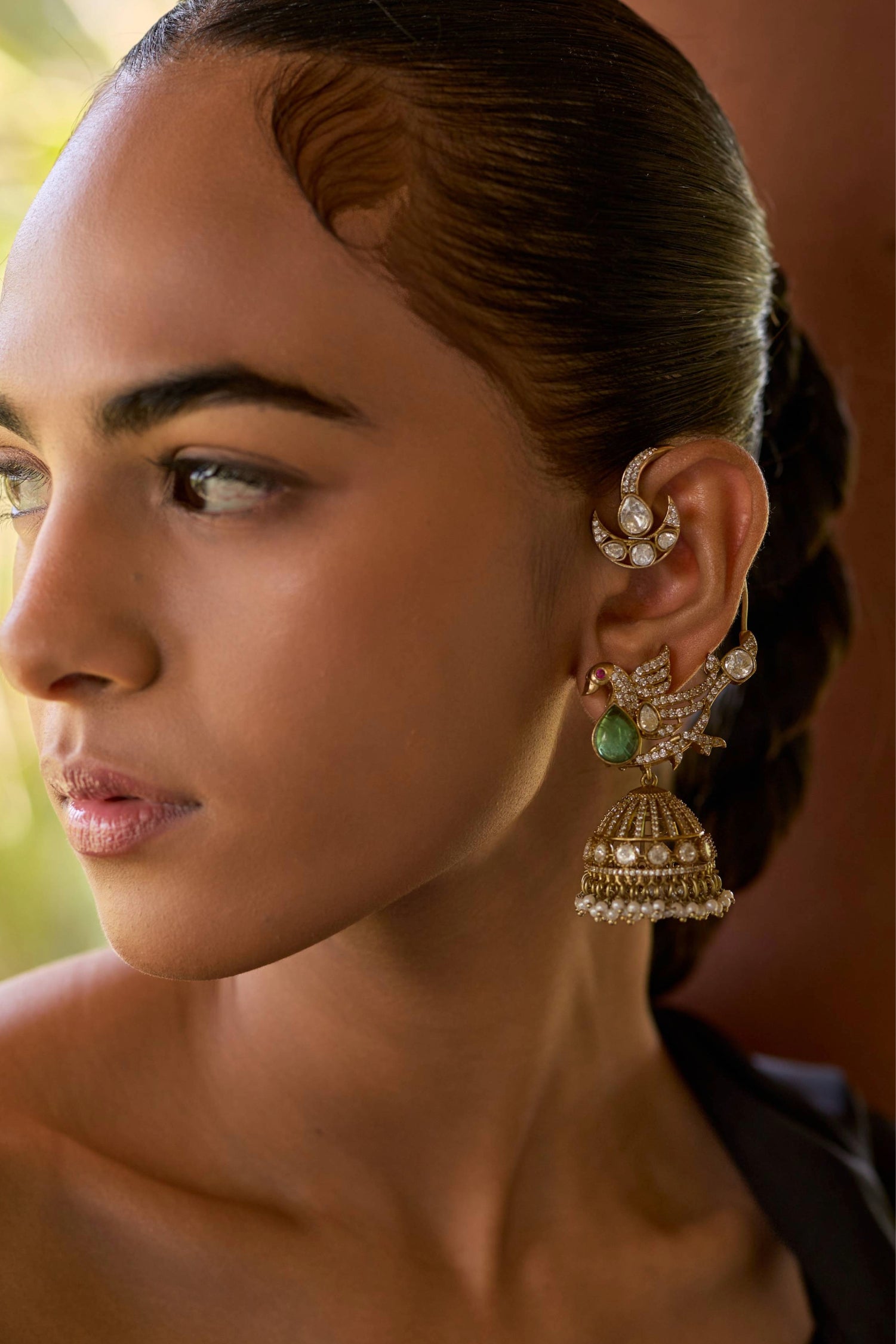 Keera Peacock Polki Earcuff Earrings