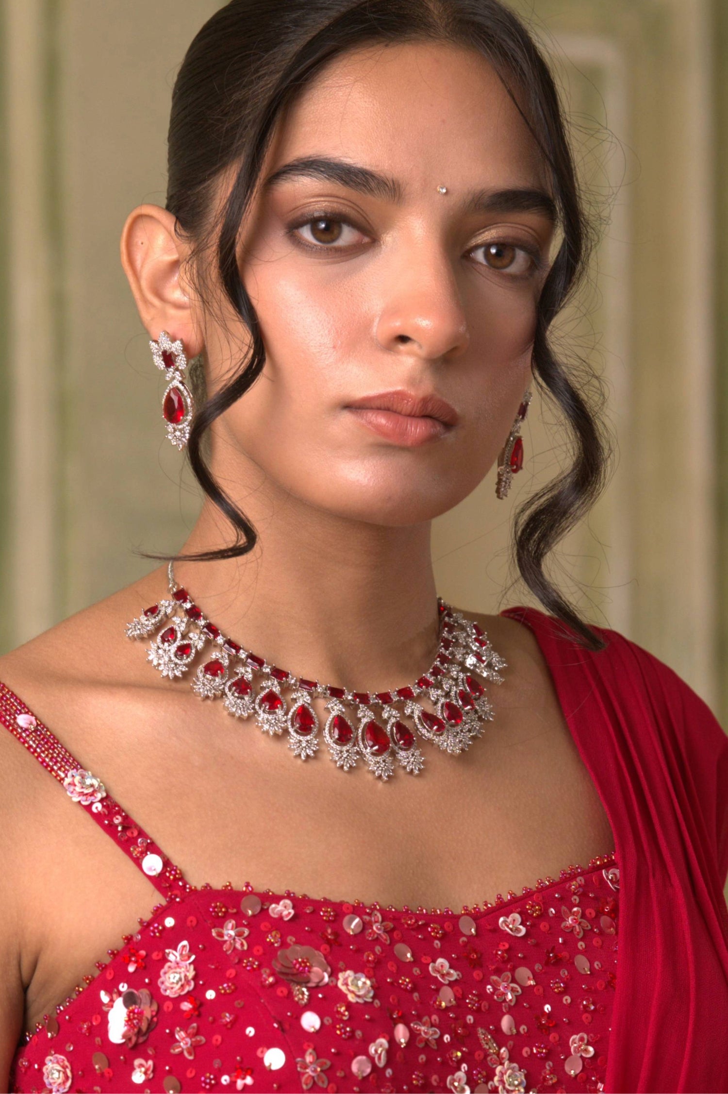Florine Ruby Necklace Set