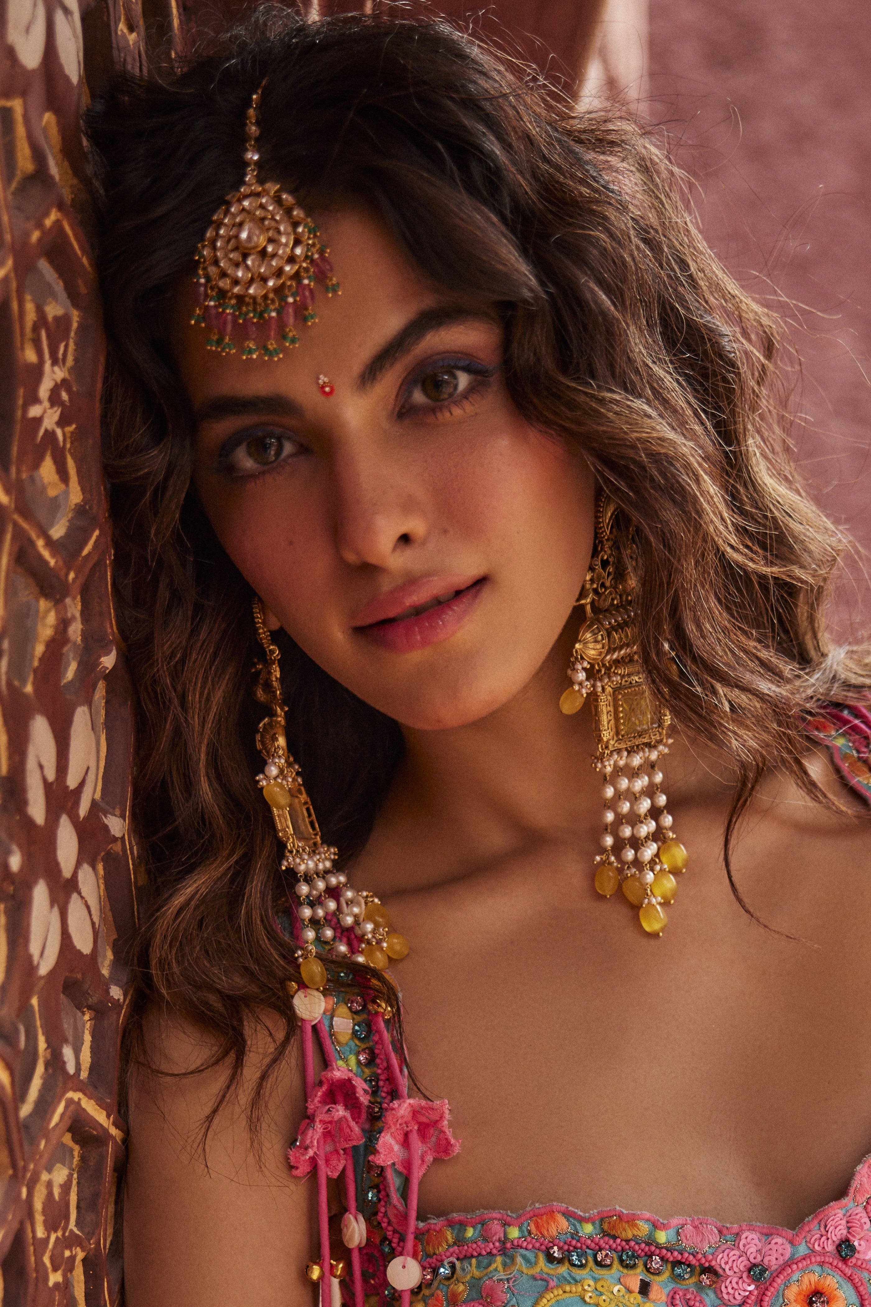 Aarna Gold Plated Long Earrings