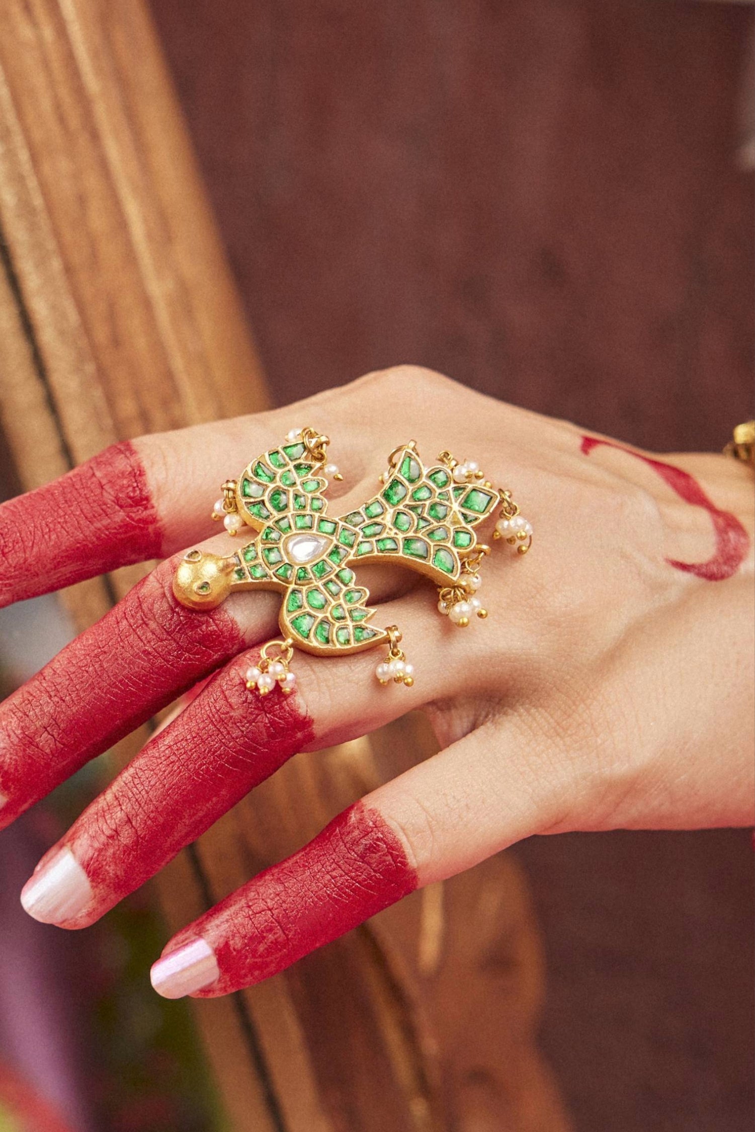Gold Plated Pachi Kundan Ring