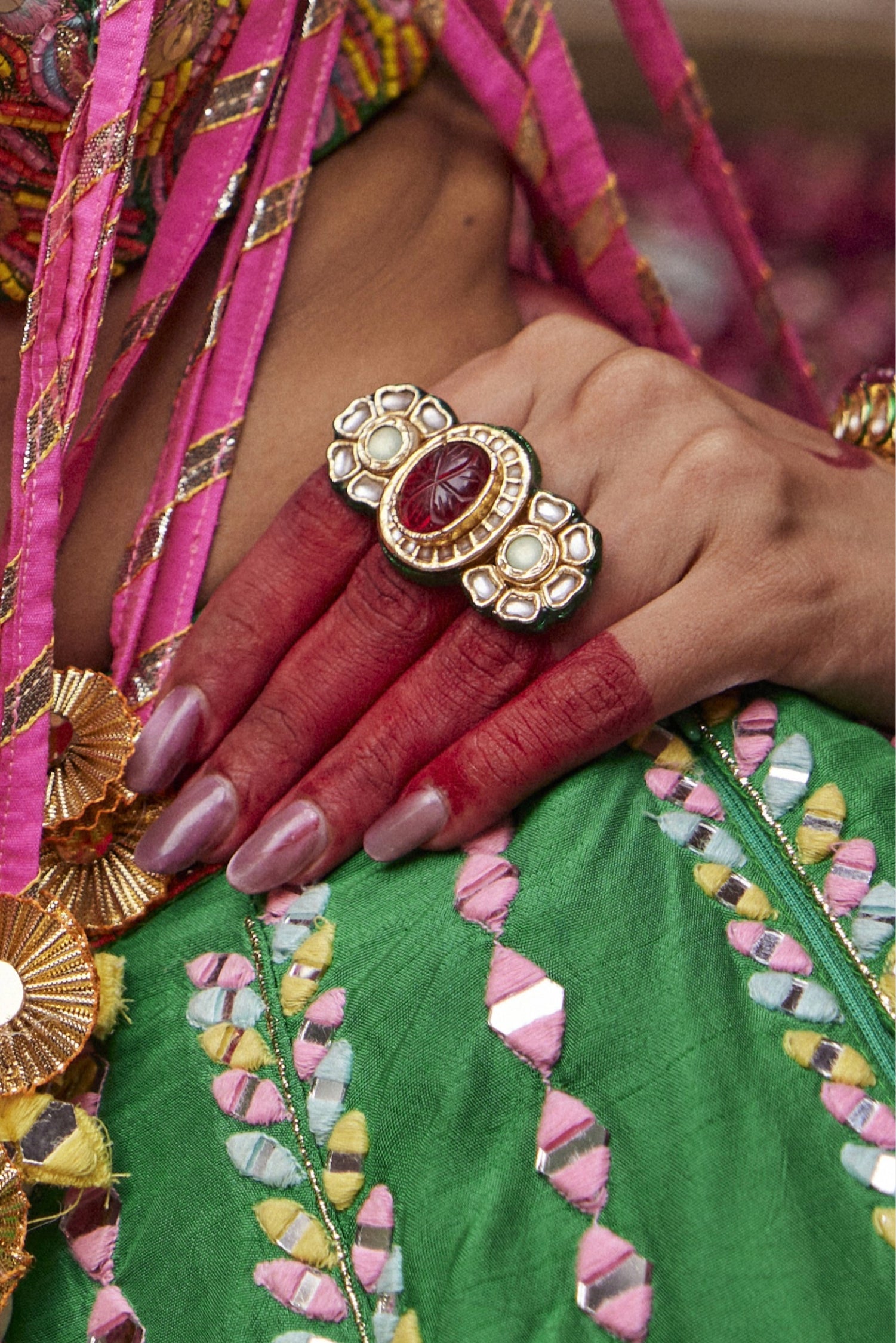 Adjustable Kundan Ring