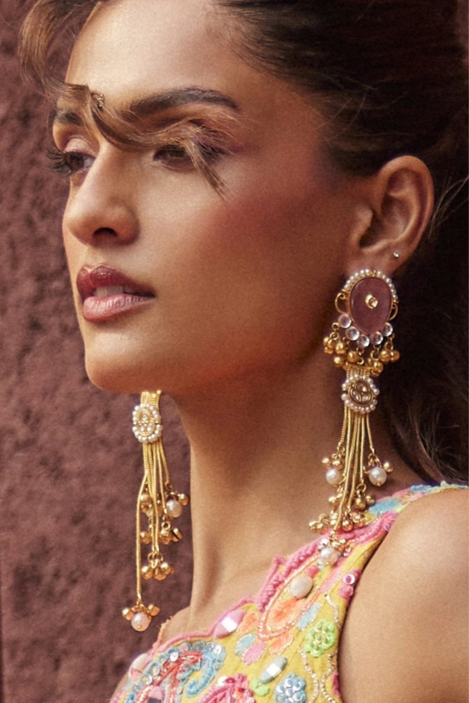 Kreesha Gold Plated Long Earrings
