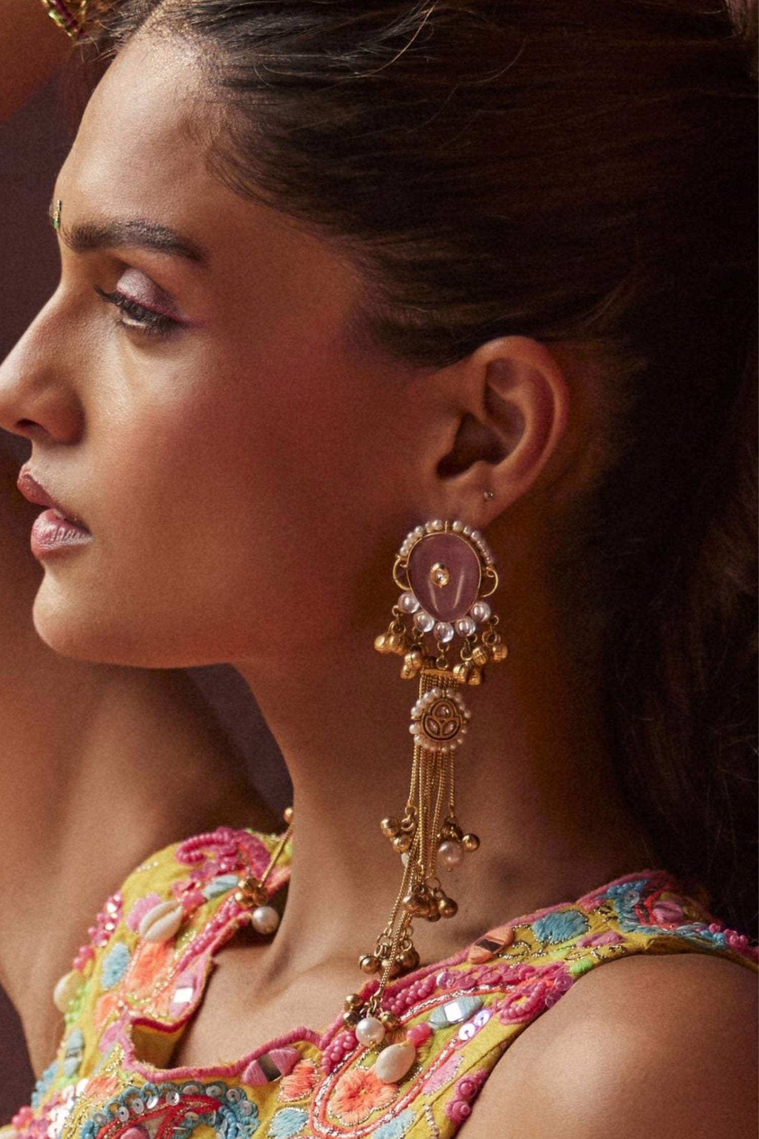 Kreesha Gold Plated Long Earrings
