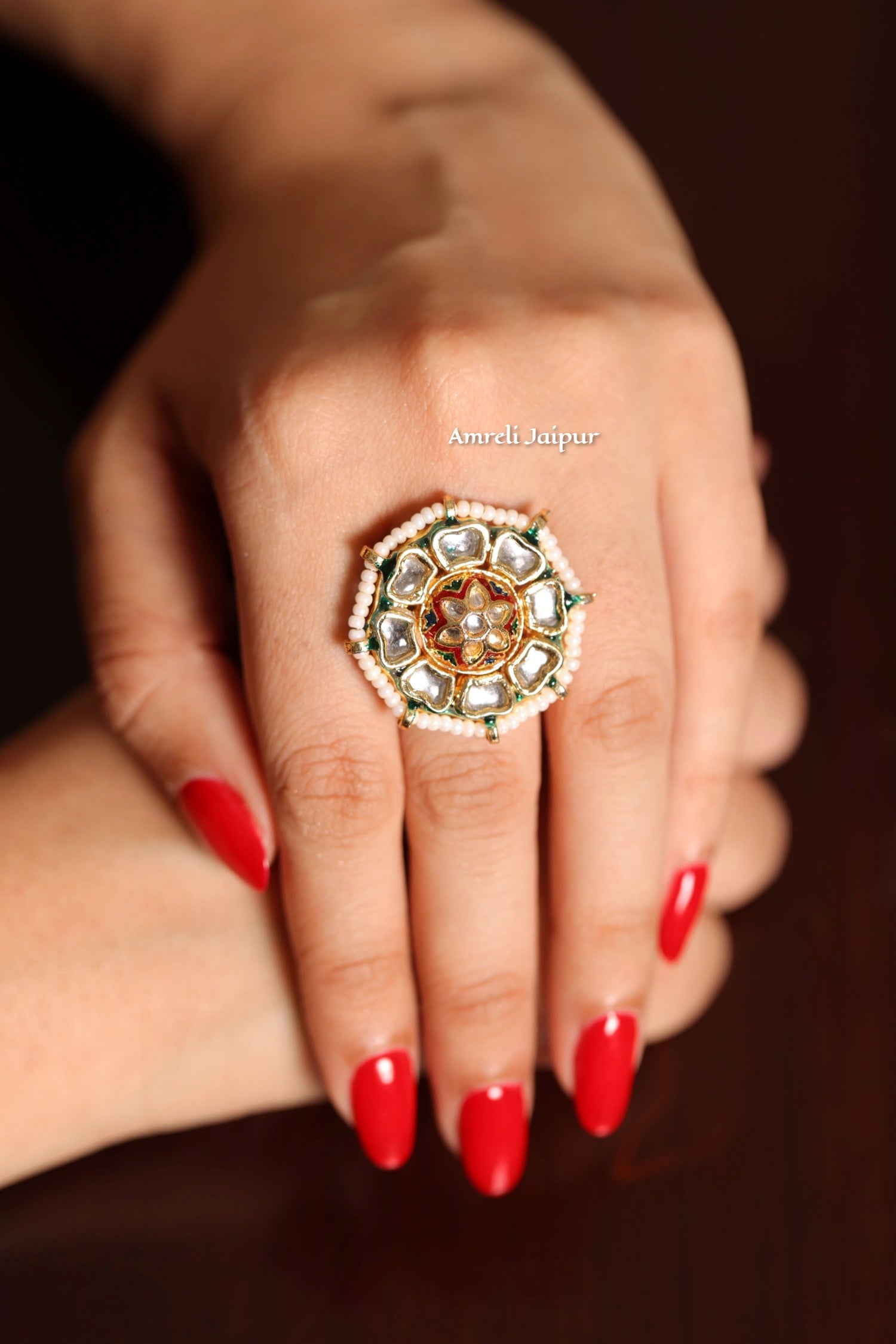 Kundan Adjustable Ring