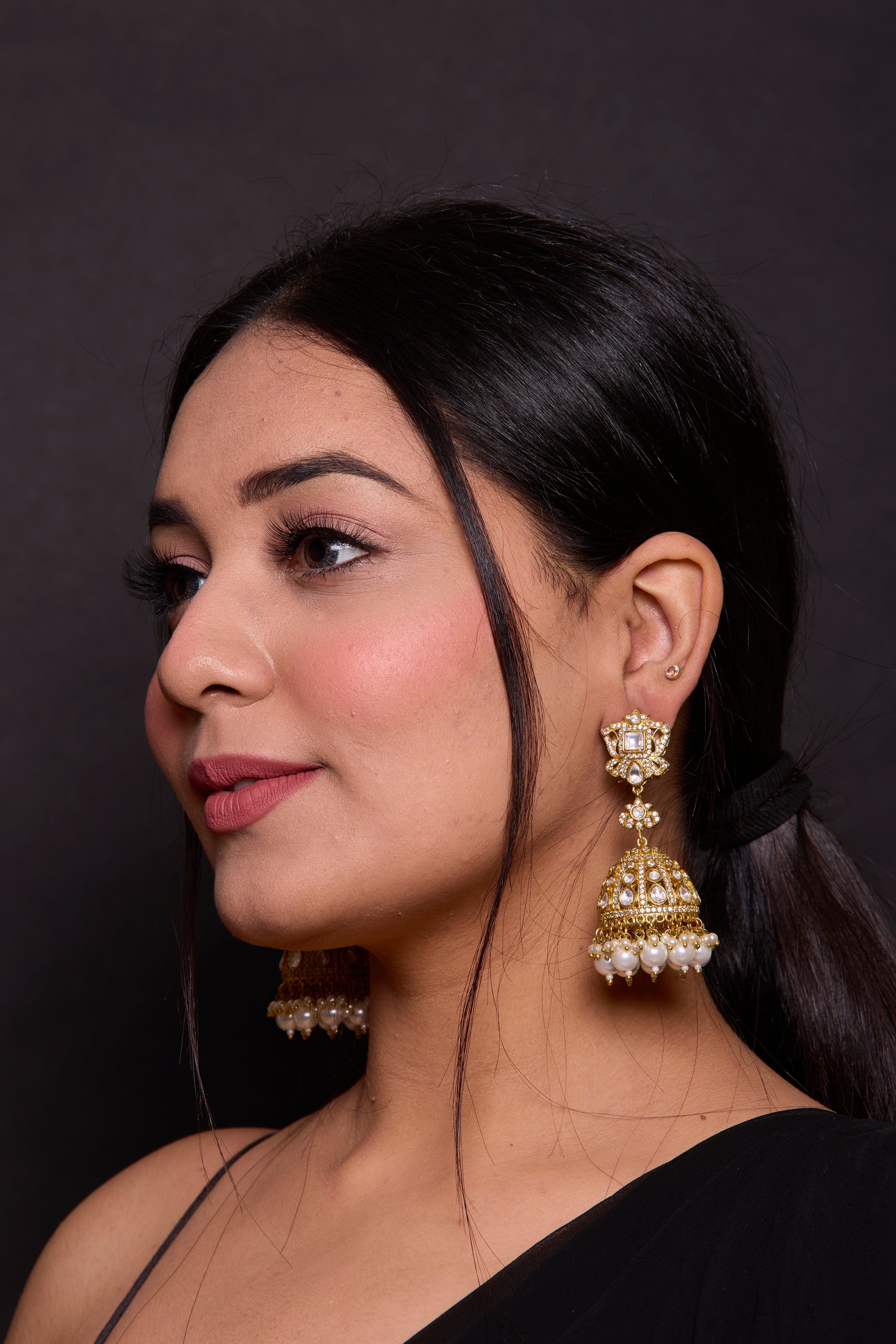 Amika Polki Gold Earrings