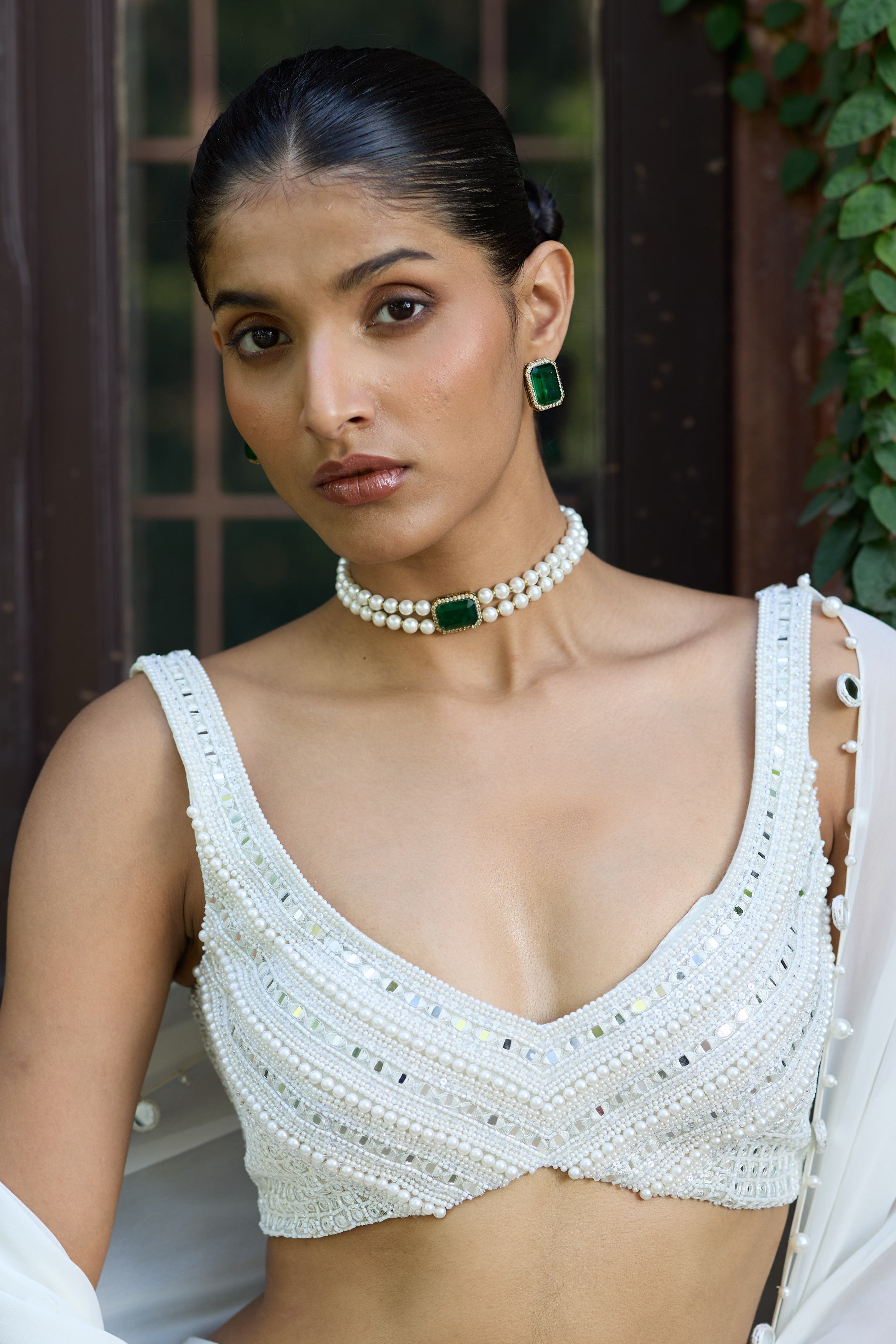 Gajri Emerald Pearl Choker Set