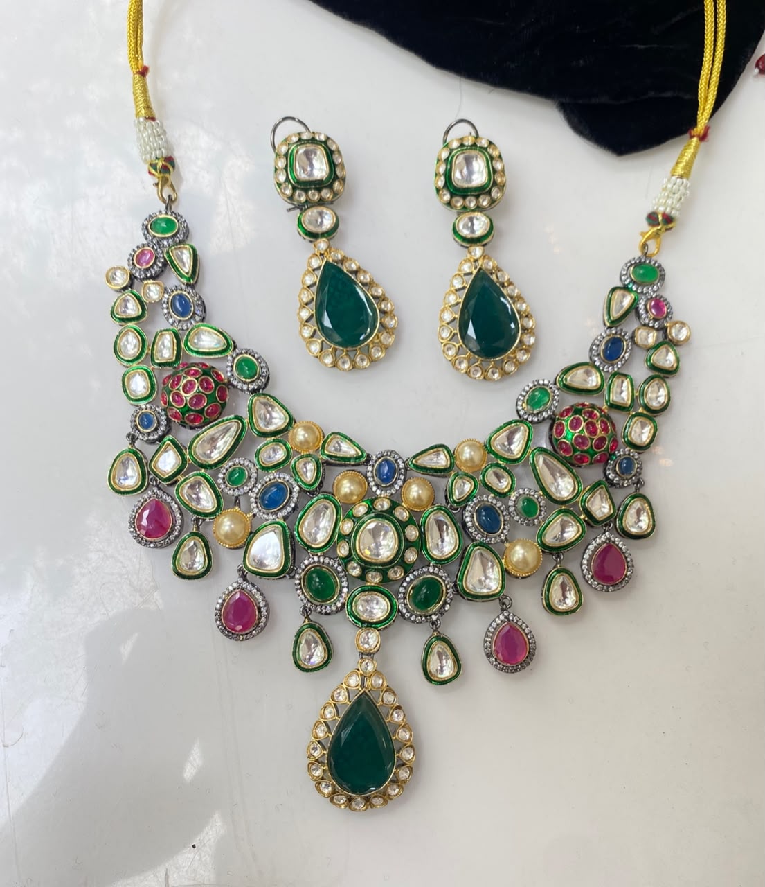 Emerald Polki Kundan Set