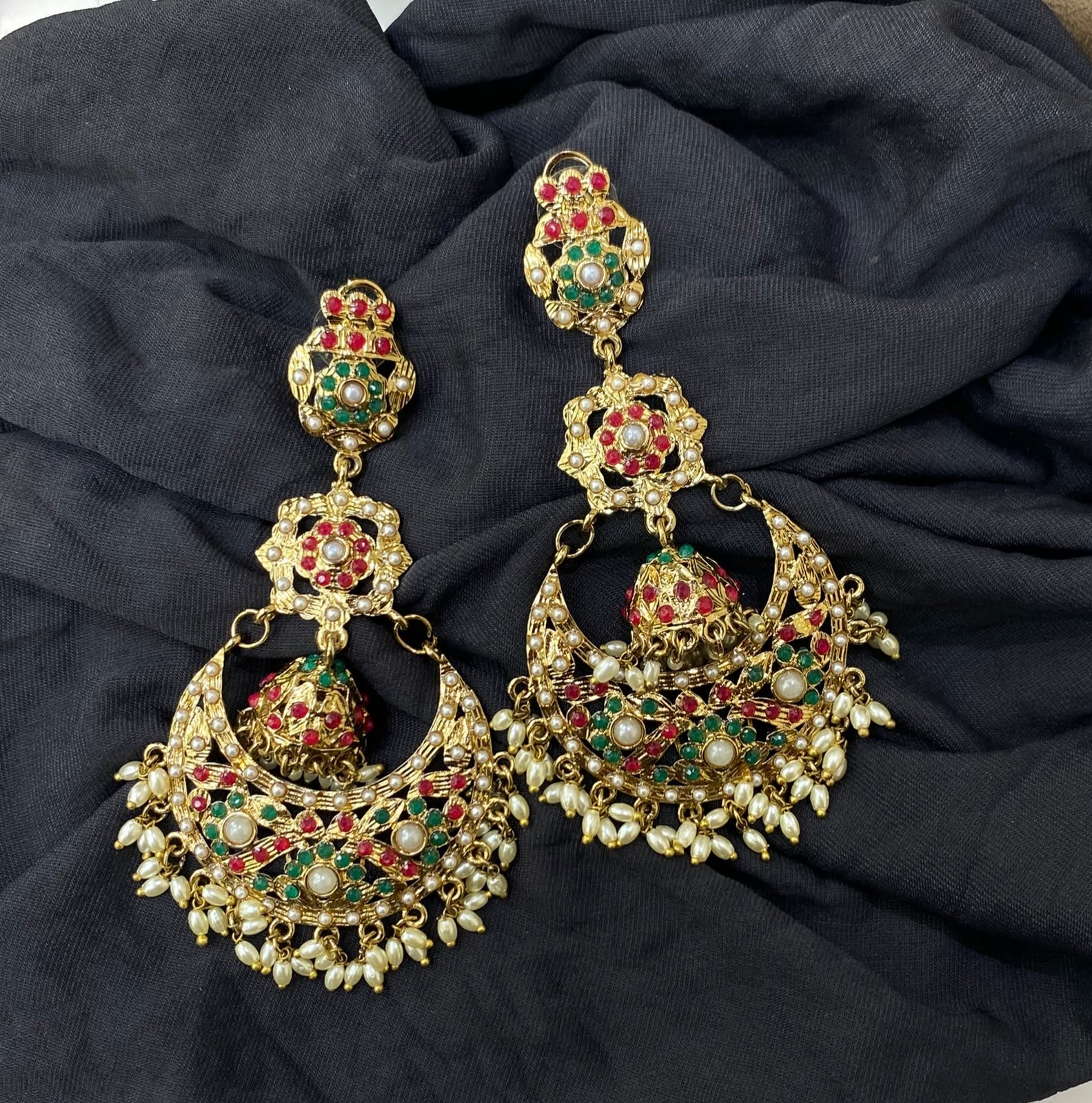 Onitra Jadau Chandbali Earrings