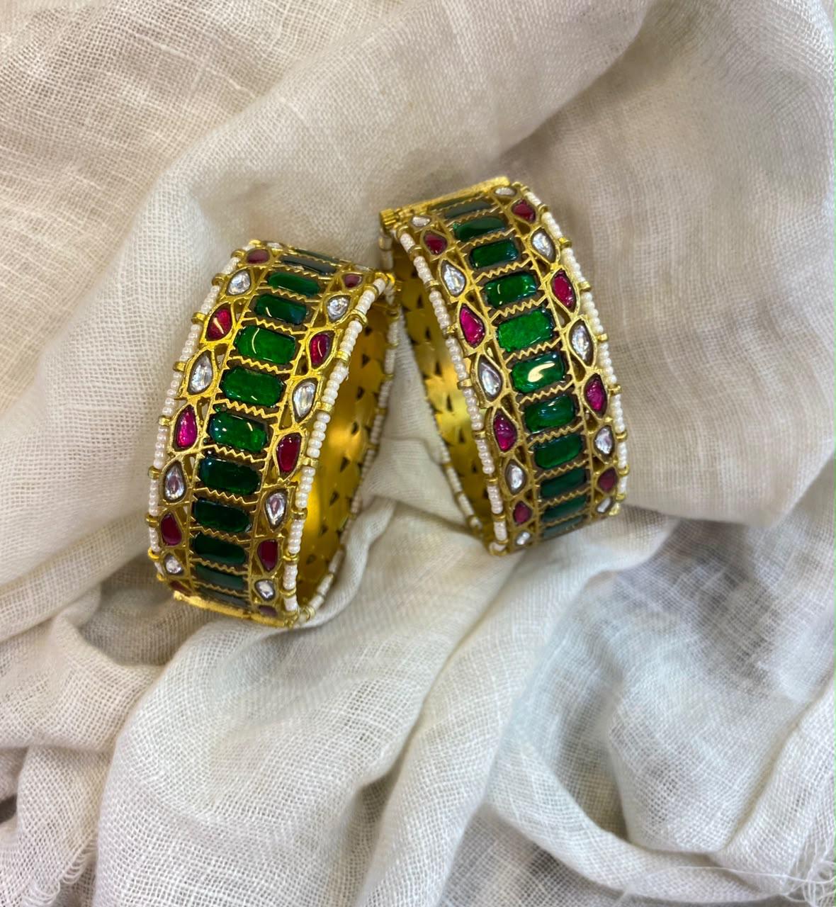 Gold Plated Polki Bangles