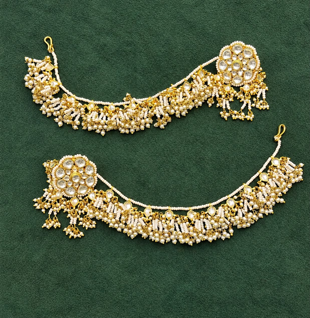 Rizen Pachi Kundan Earrings with Earchains