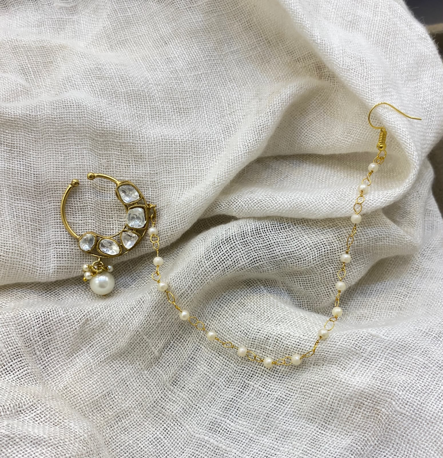 Polki Kundan Nose Ring