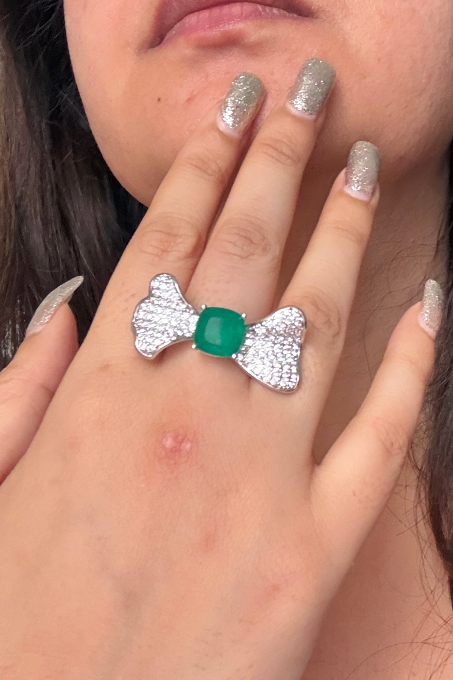 Diamond Emerald Citrine Ring