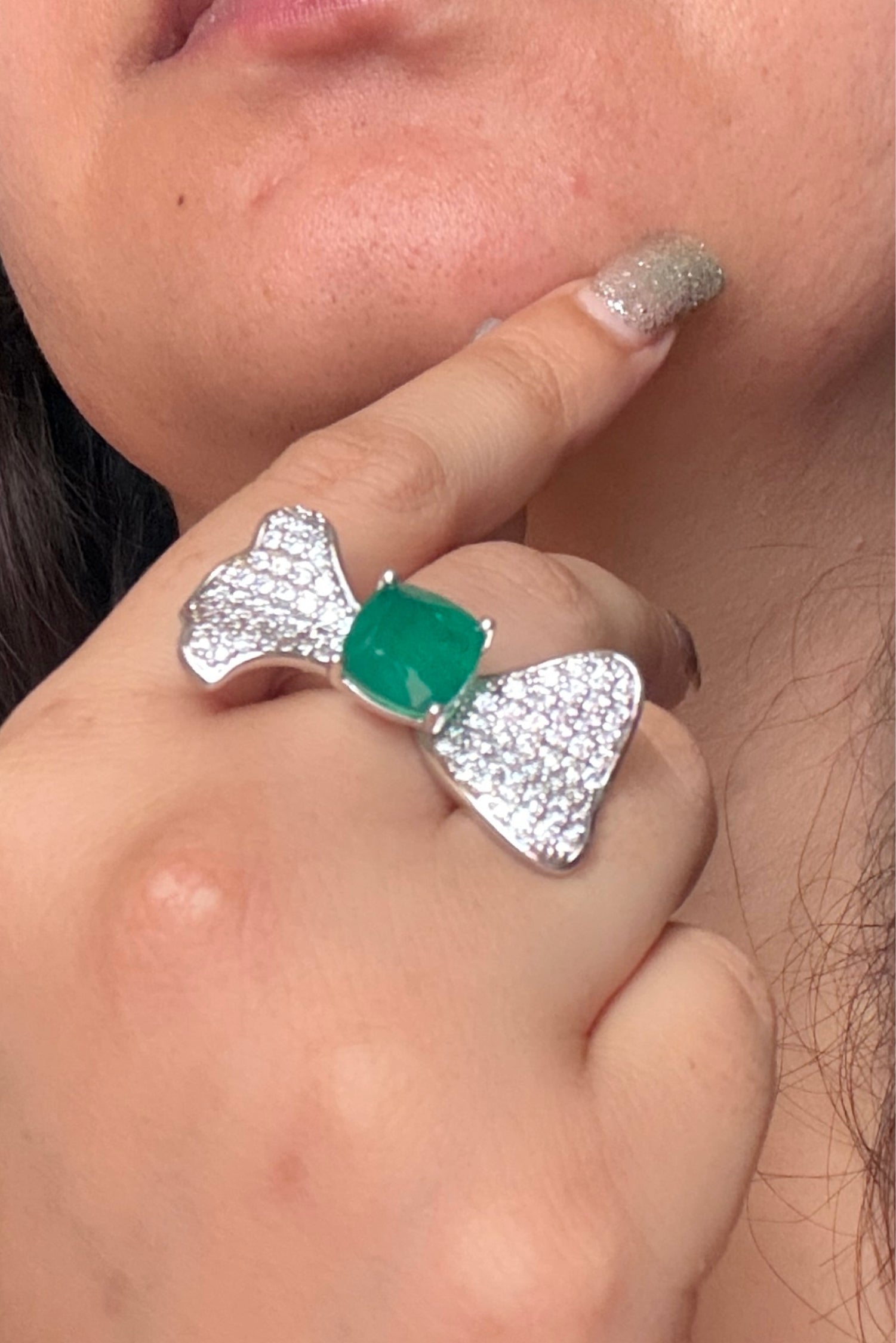 Diamond Emerald Citrine Ring