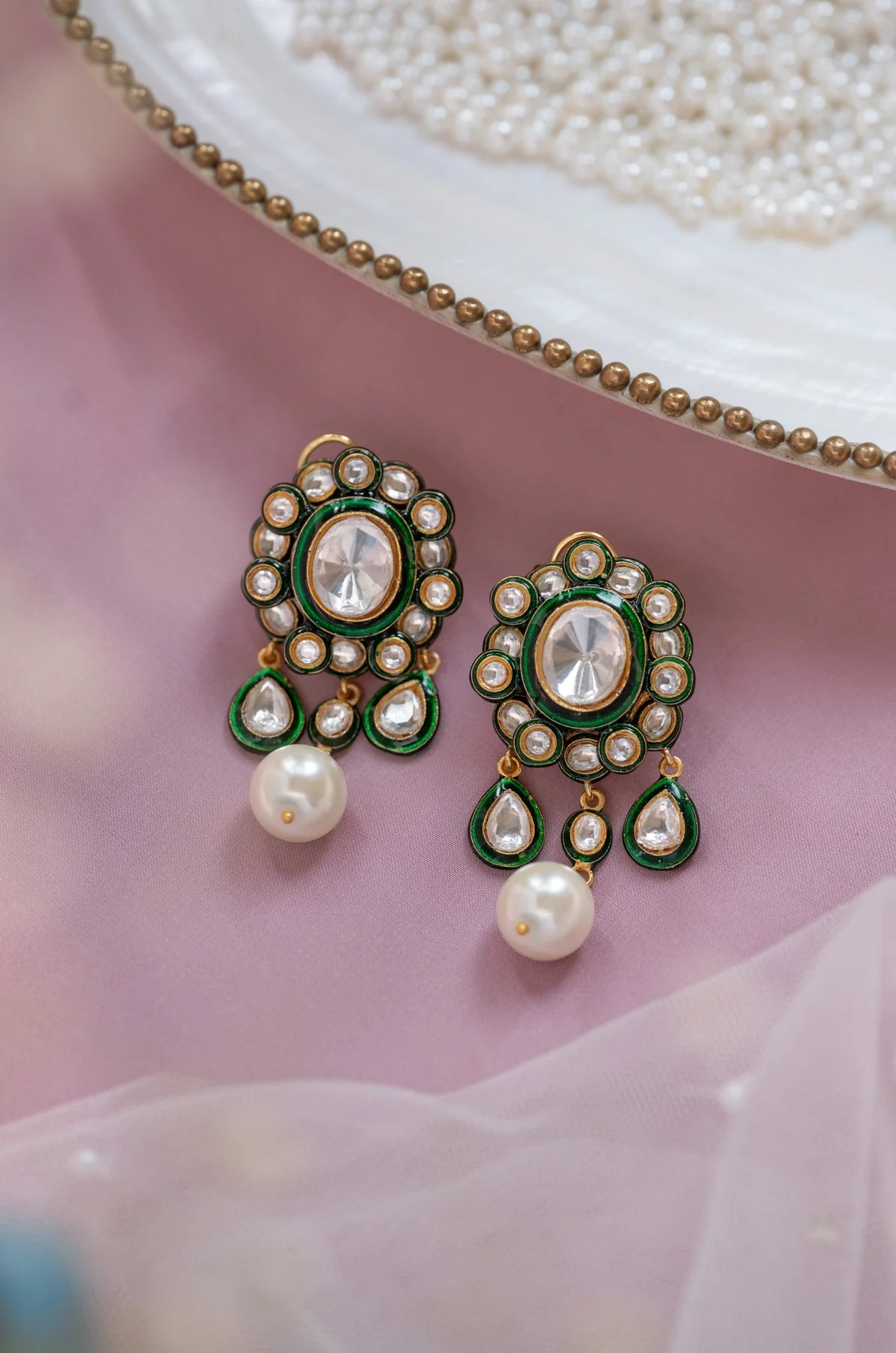 Krystal Polki Studs Earrings