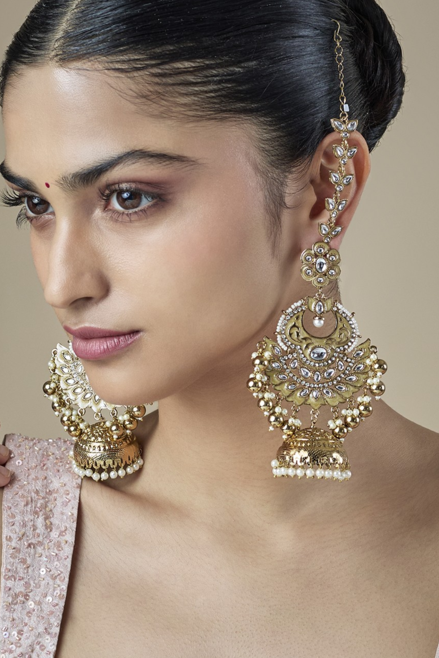 Siddhi Ear Chain Jhumkas