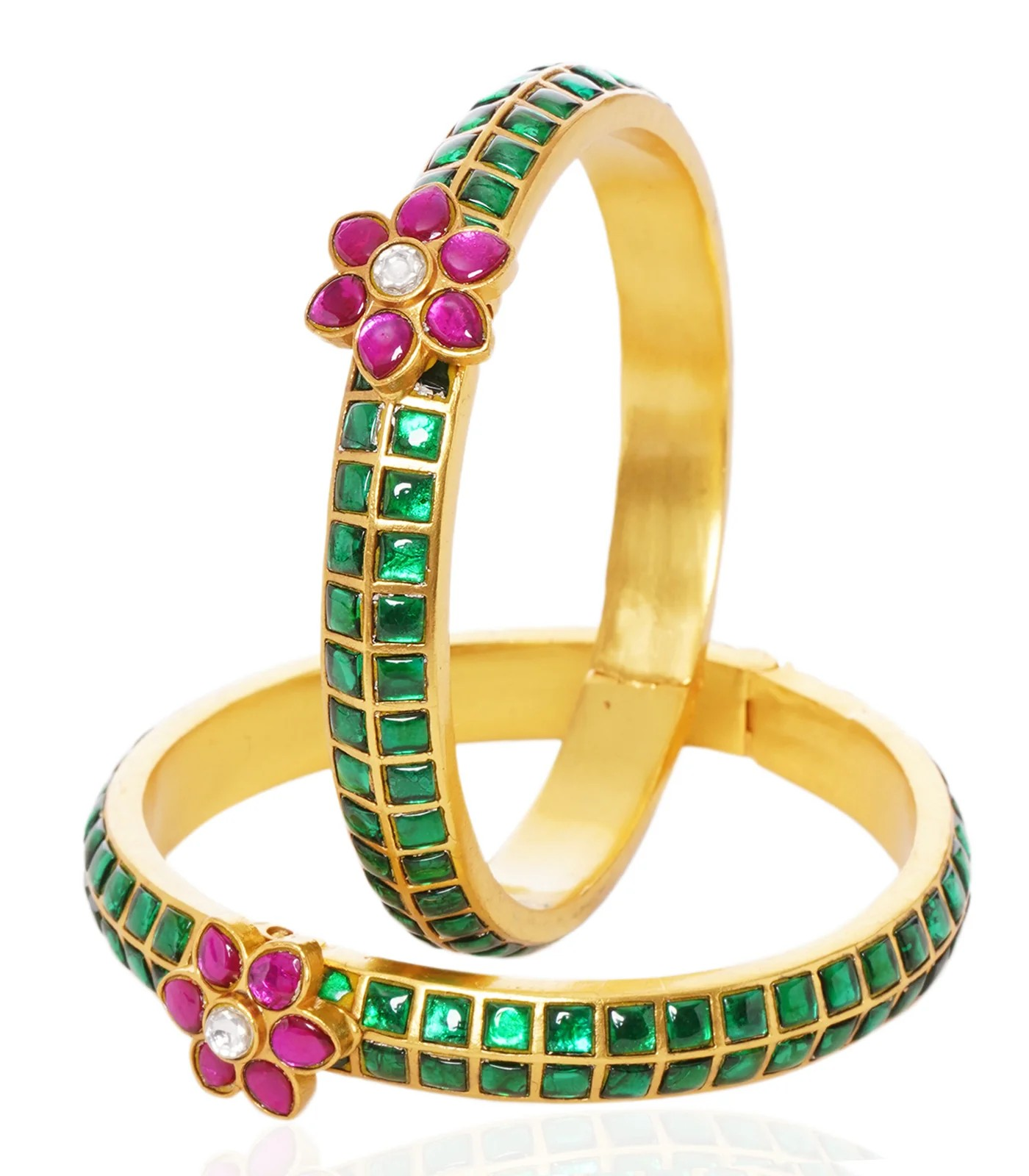 Polki Emerald Ruby Bangles