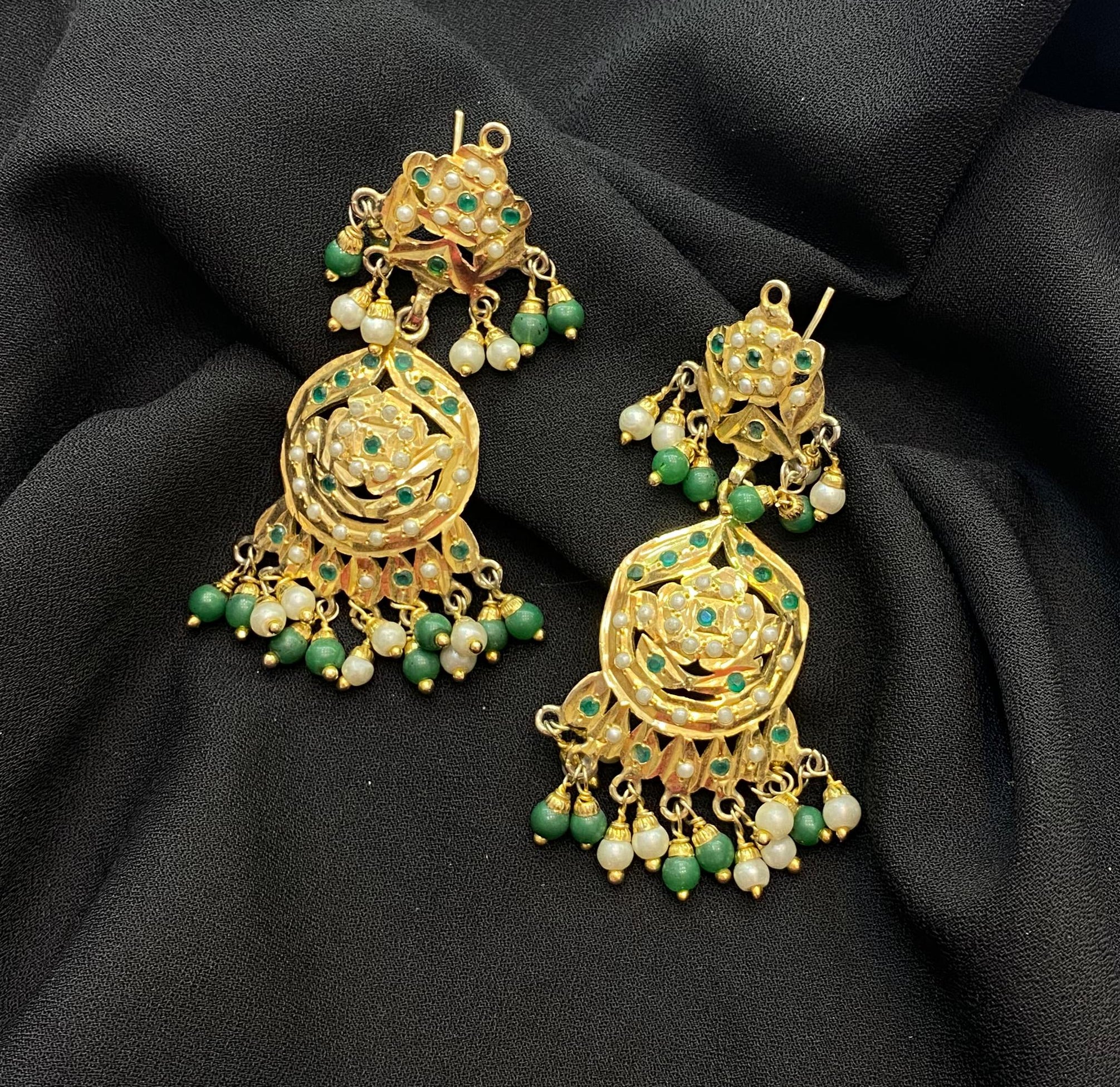Gold Plated Jadau Earrings
