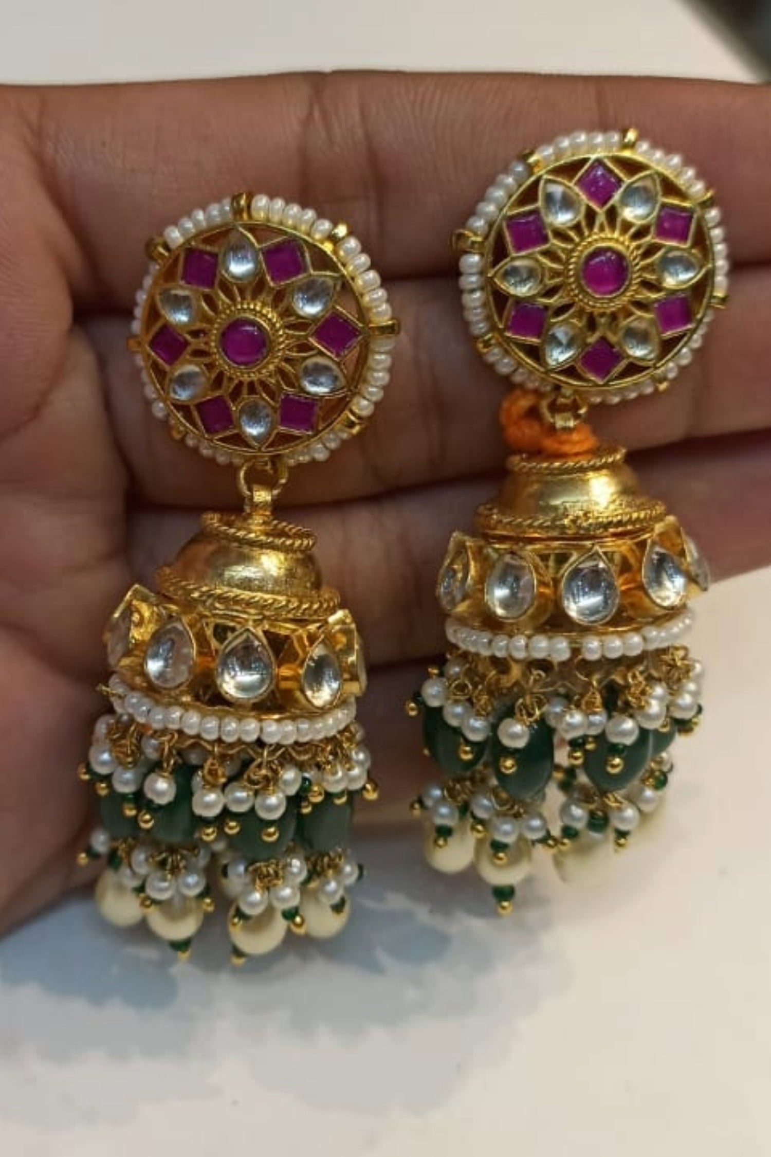 Devyn Pachi Kundan Jhumka Earrings