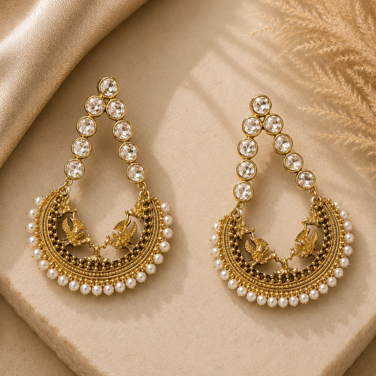 Faris Handcrafted Antique Gold Earrings