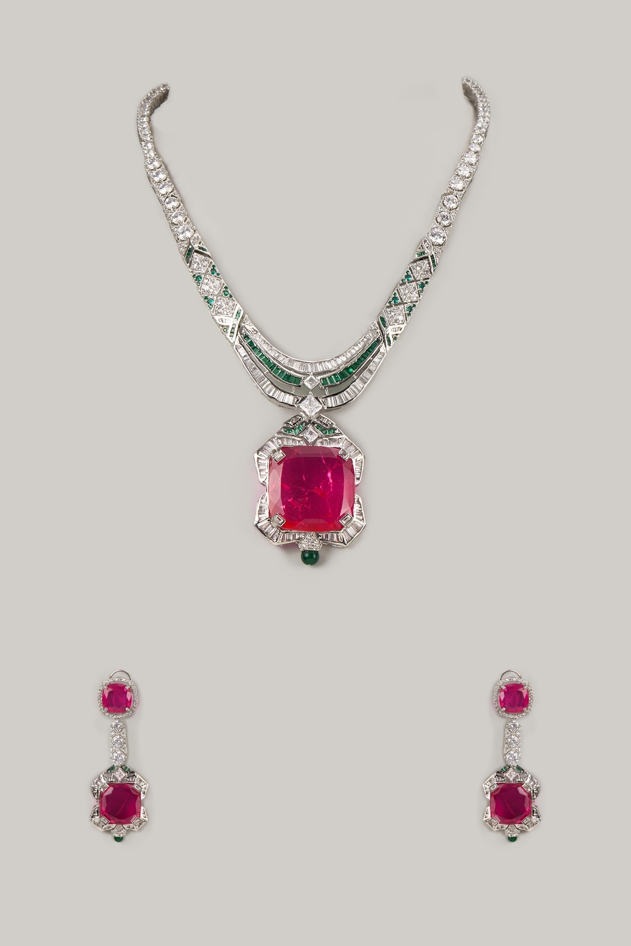 Priyanka Diamond Doublet Necklace Set