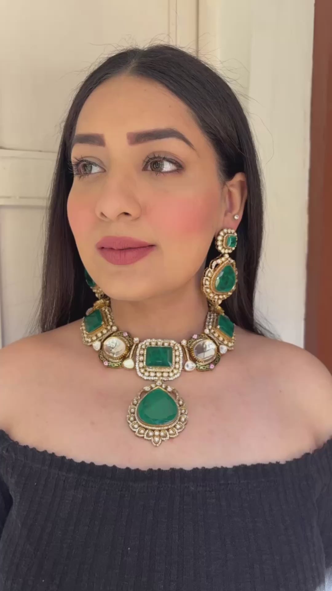 Jannat Emerald Polki Set