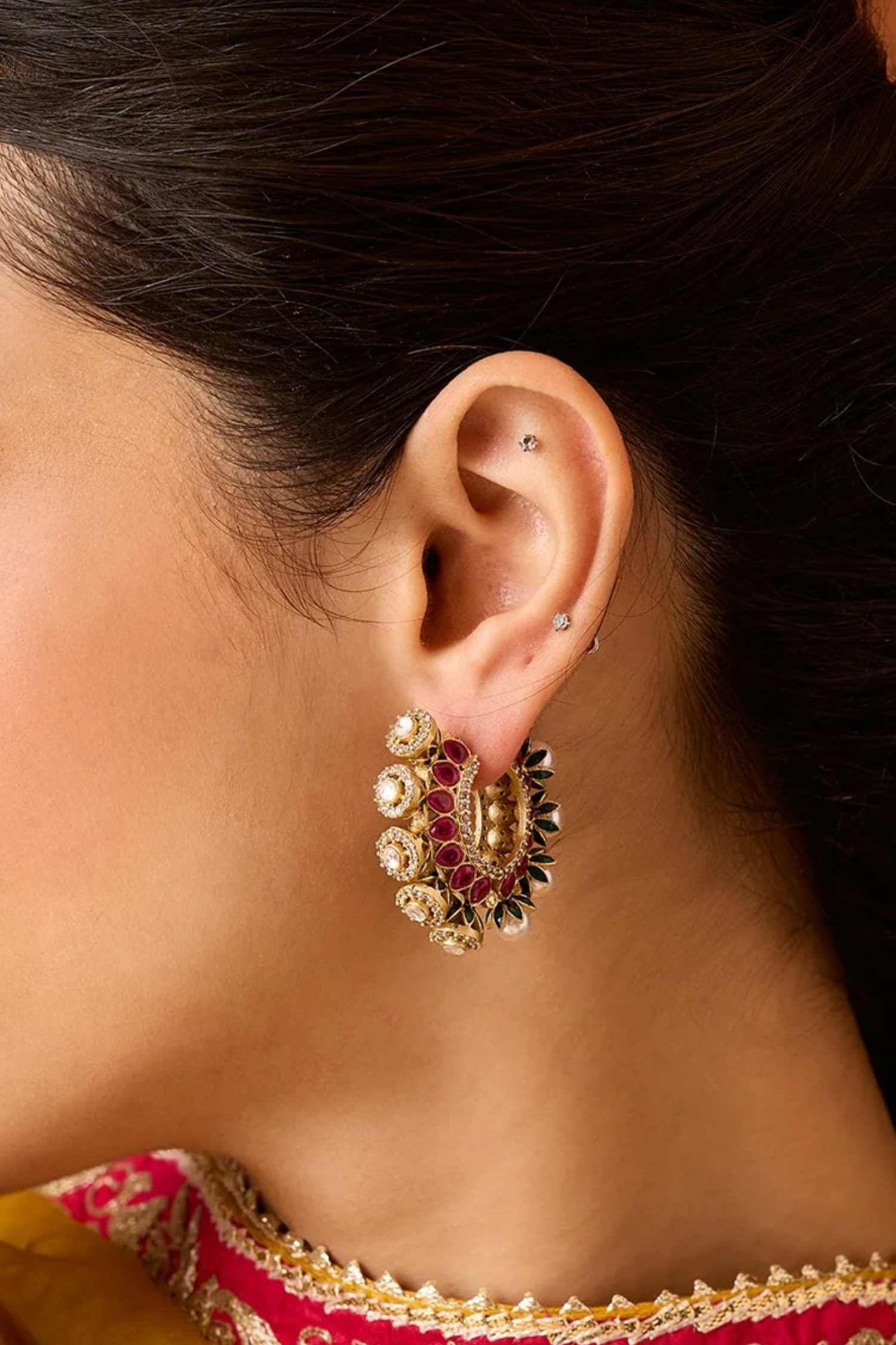 Ruby Polki Baali Earrings