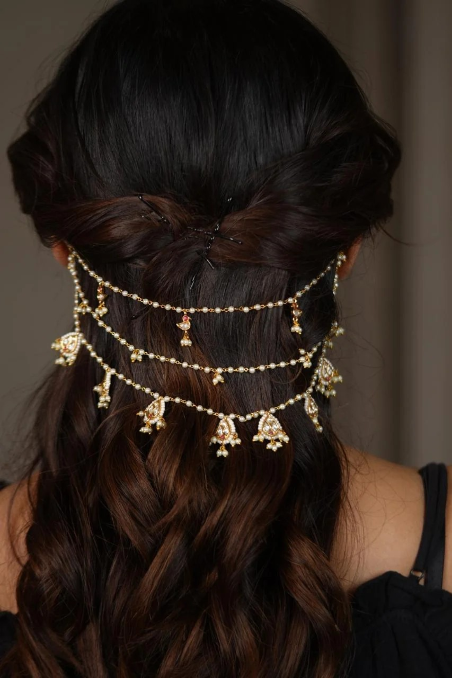 Hair Accessory - Sahara in Pearls and Polki Earcuff