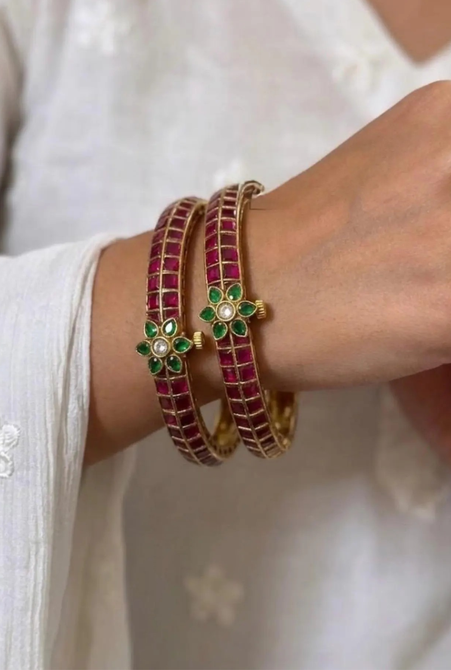 Polki Emerald Ruby Bangles