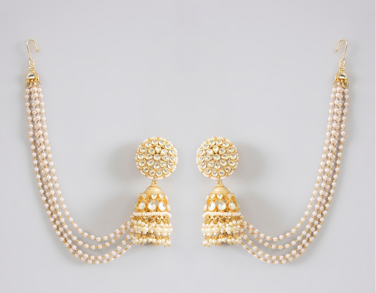 Adheeya Jhumkis with Ear Chains