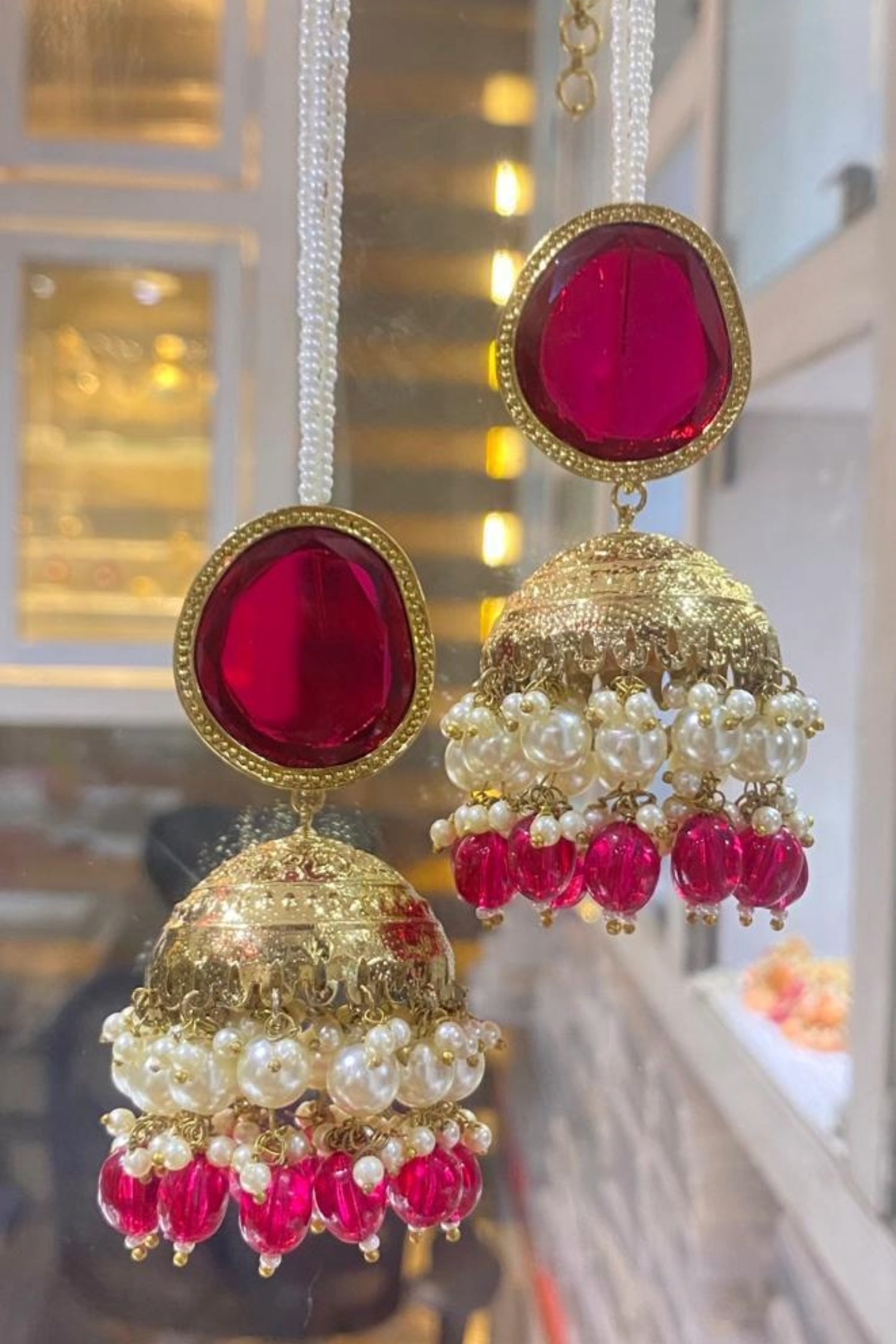 Zoya Fuschia Jhumkas